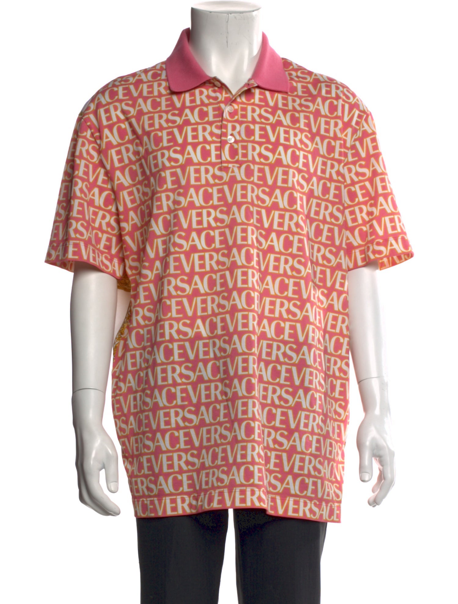 Versace Printed Collar Polo Shirt