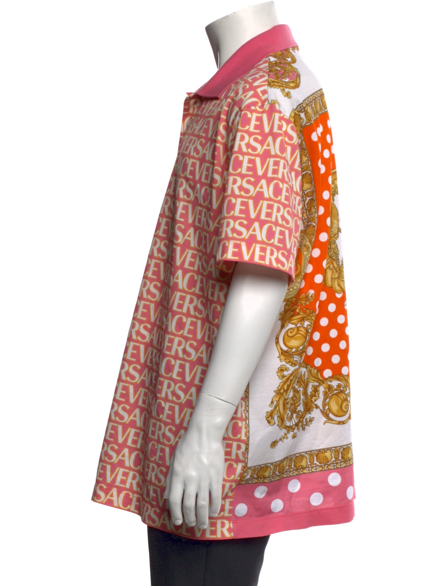 Versace Printed Collar Polo Shirt