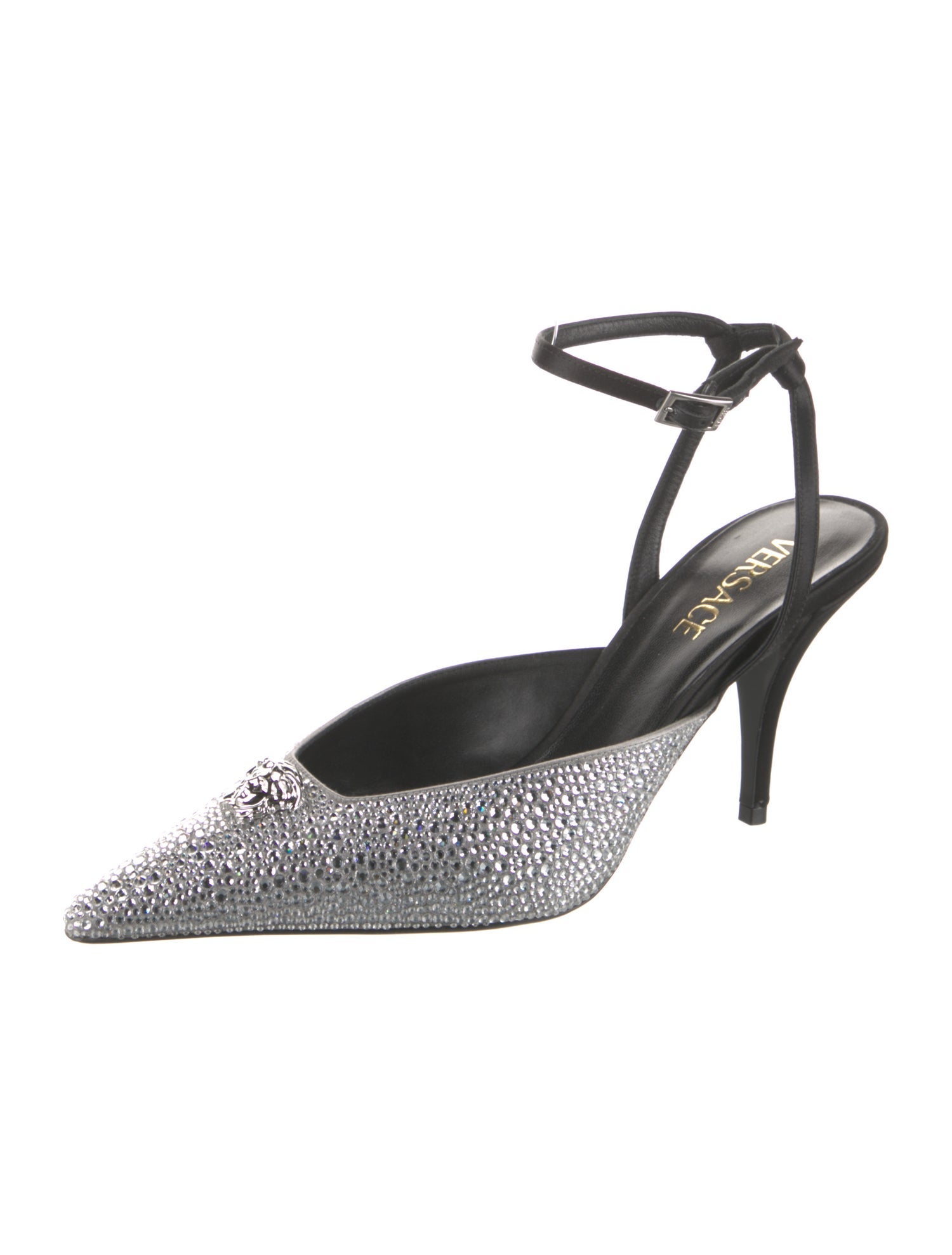 Versace Medusa Insignia Crystal Slingback Pumps