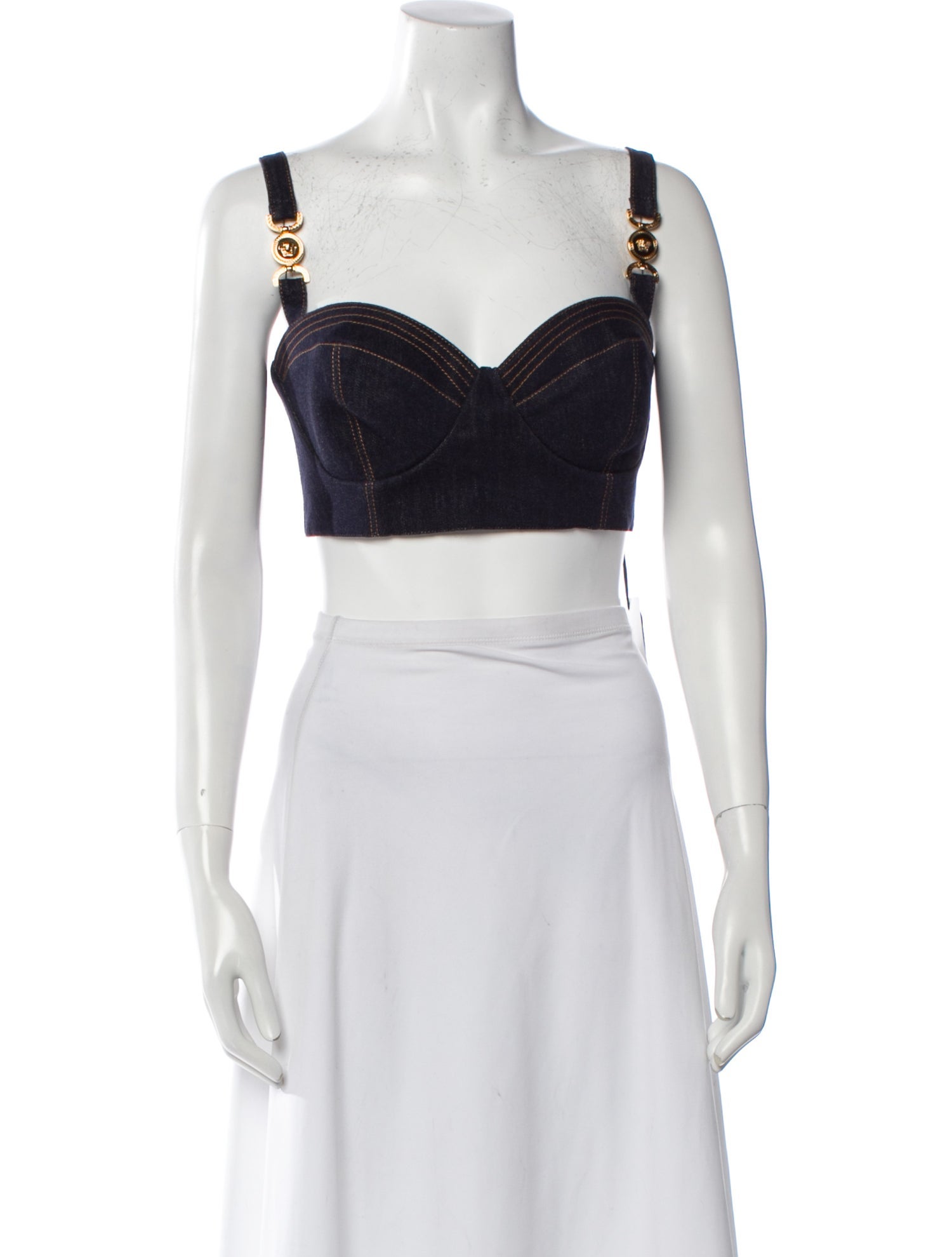 Versace Square Neckline Sleeveless Crop Top