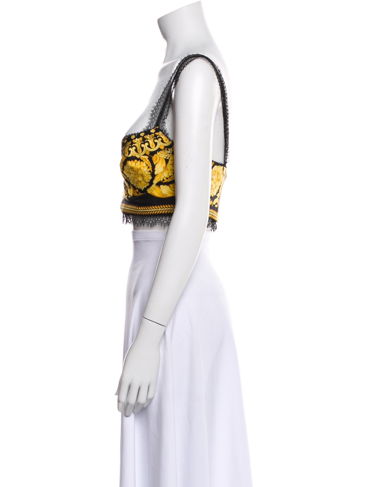 Versace Printed Square Neckline Crop Top