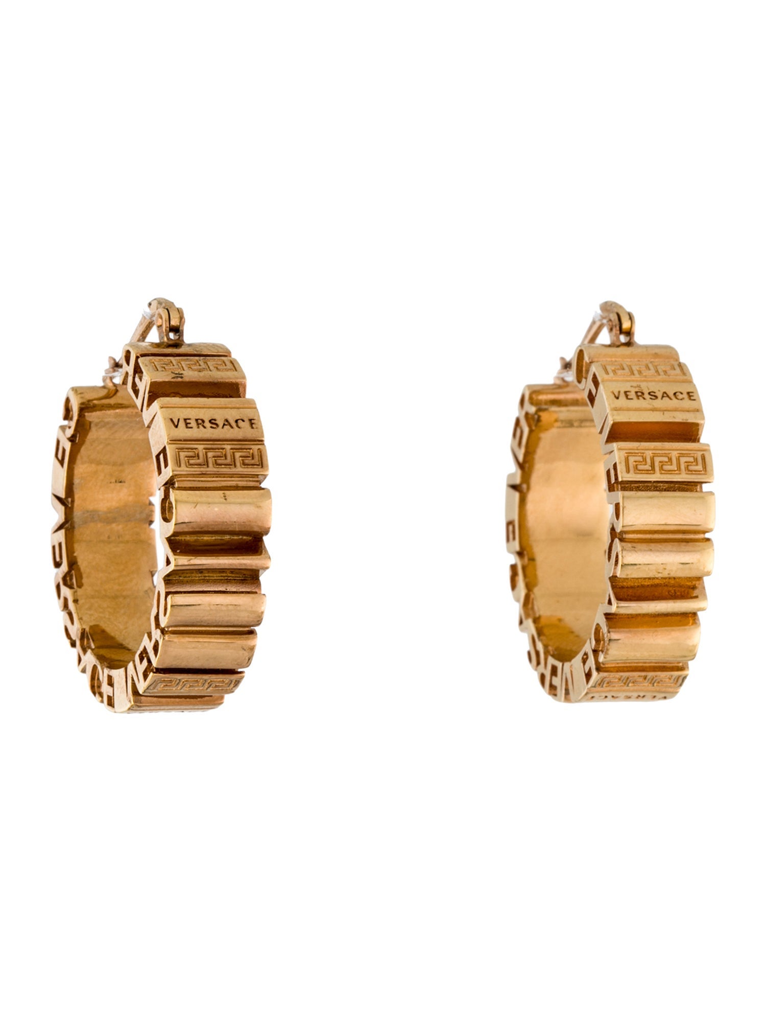 Versace Greca Logo Cut-Out Hoop Earrings