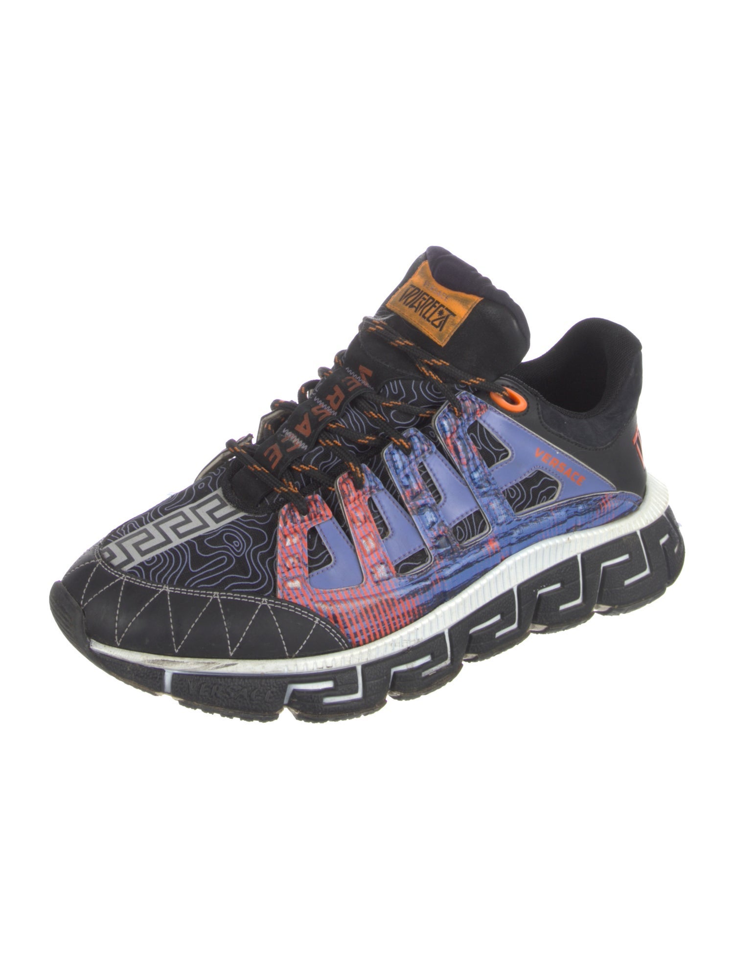 Versace Leather Camouflage Print Sneakers