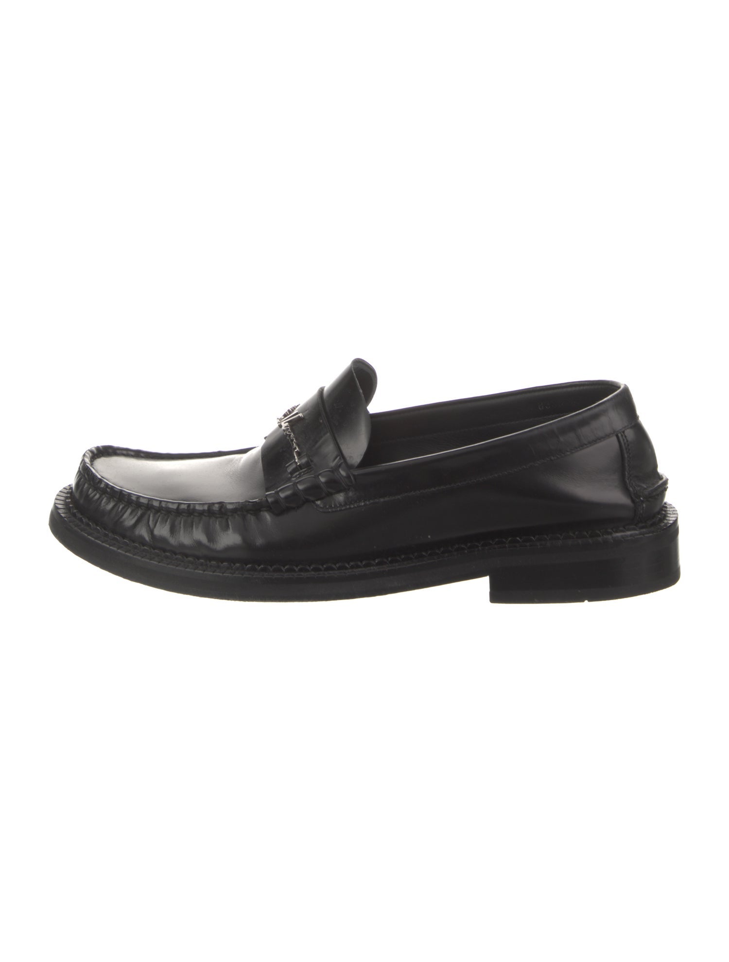 Versace Leather Chain-Link Accents Dress Loafers