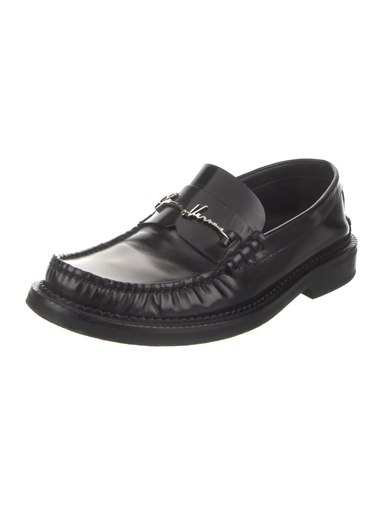 Versace Leather Chain-Link Accents Dress Loafers