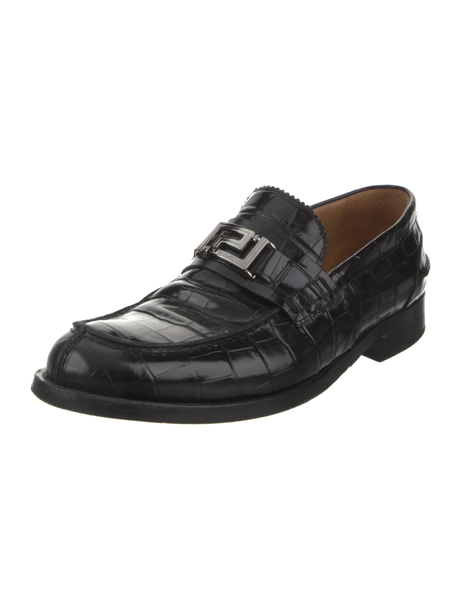 Versace Embossed Leather Dress Loafers
