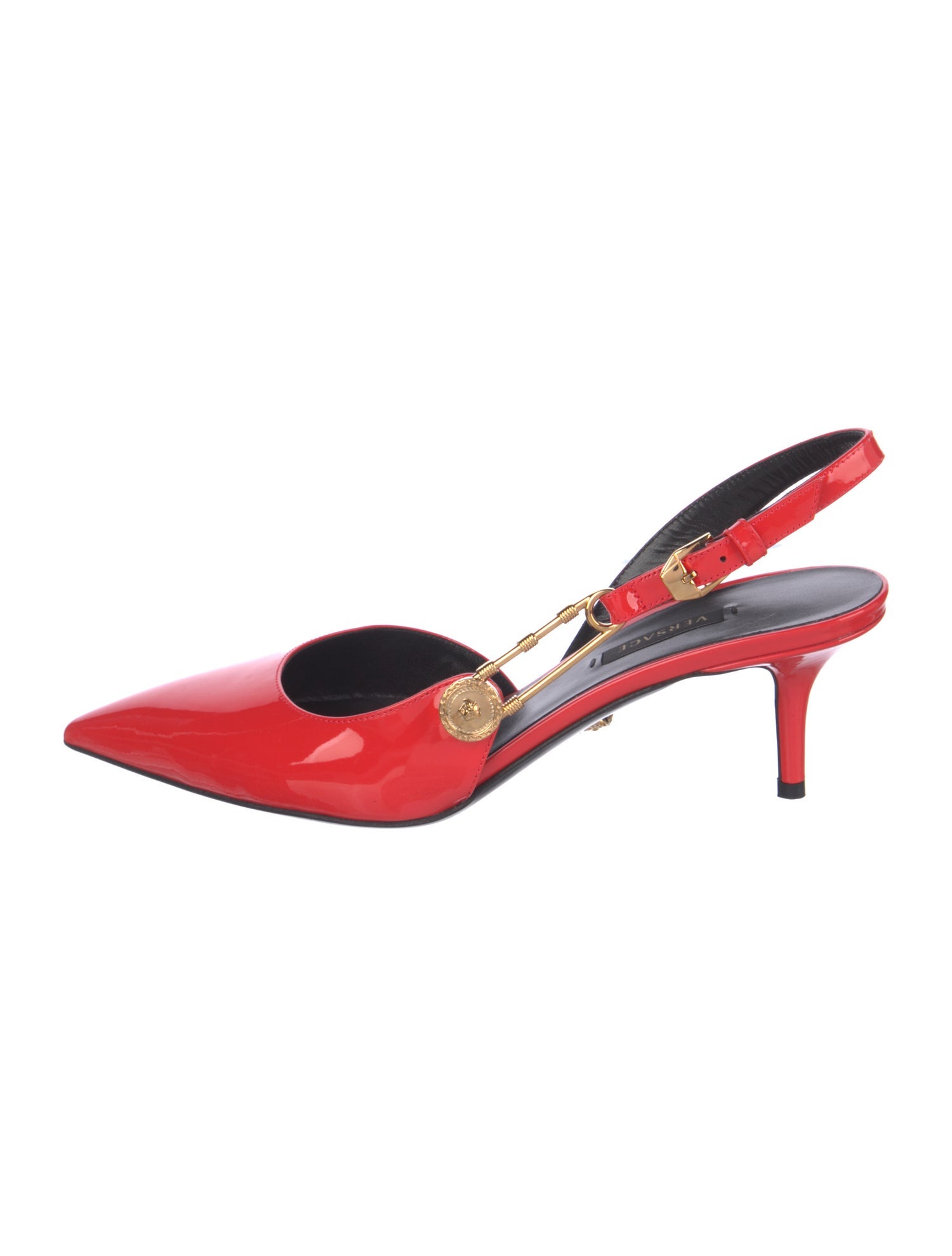 Versace Medusa Insignia Leather Slingback Pumps