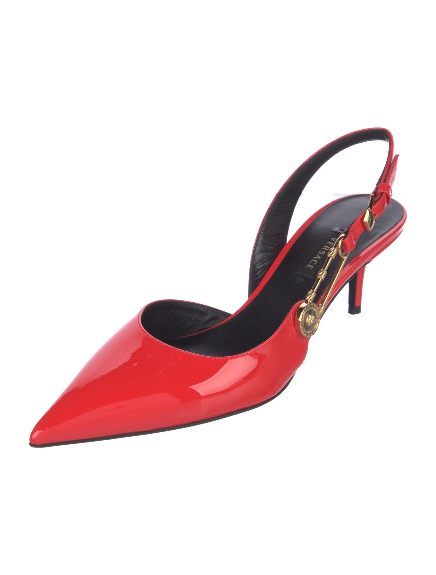 Versace Medusa Insignia Leather Slingback Pumps