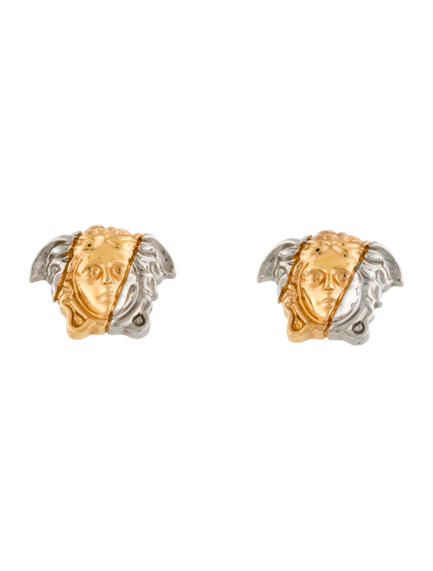Versace Two-Toned Stud Medusa Earrings