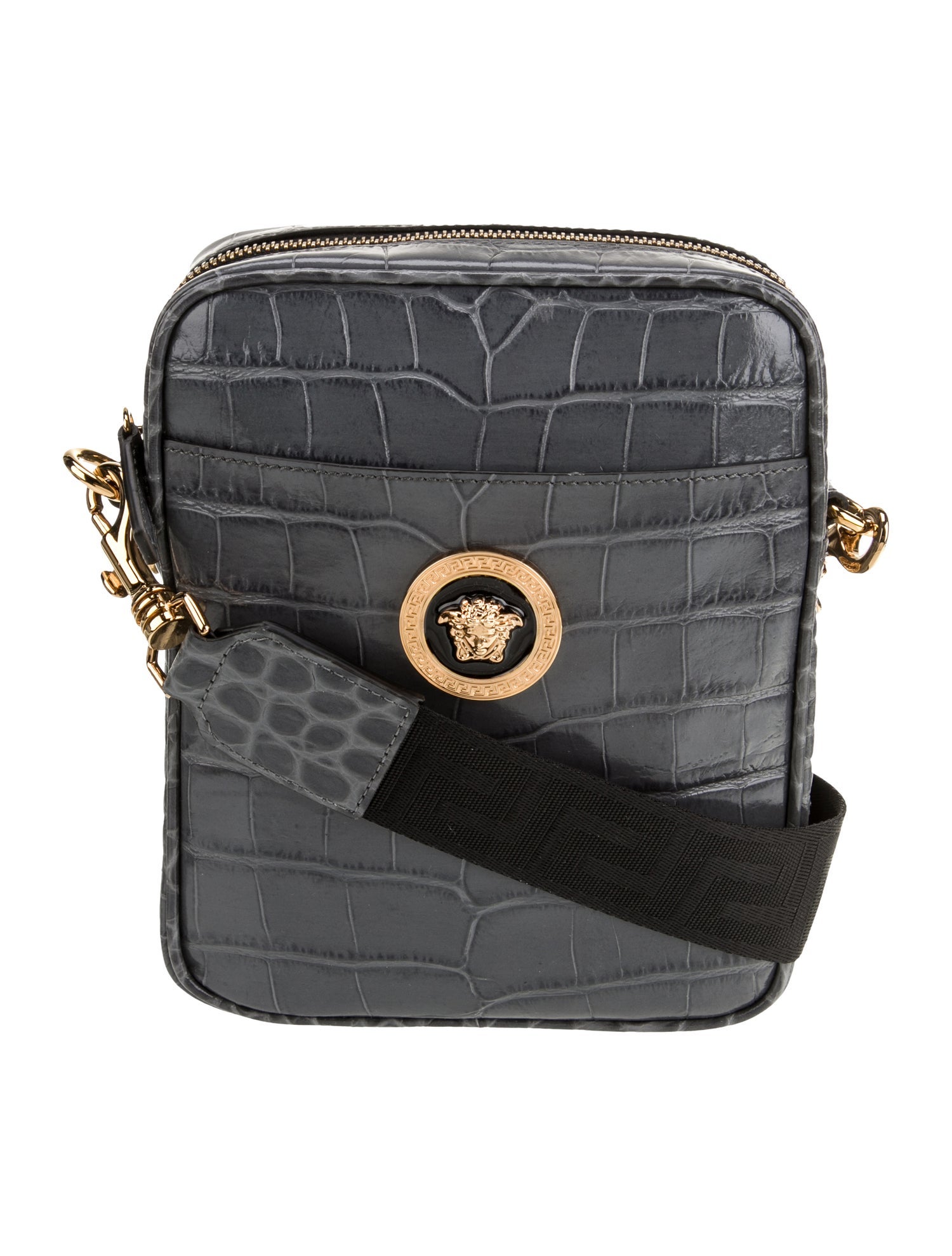 Versace Embossed Leather Crossbody Bag