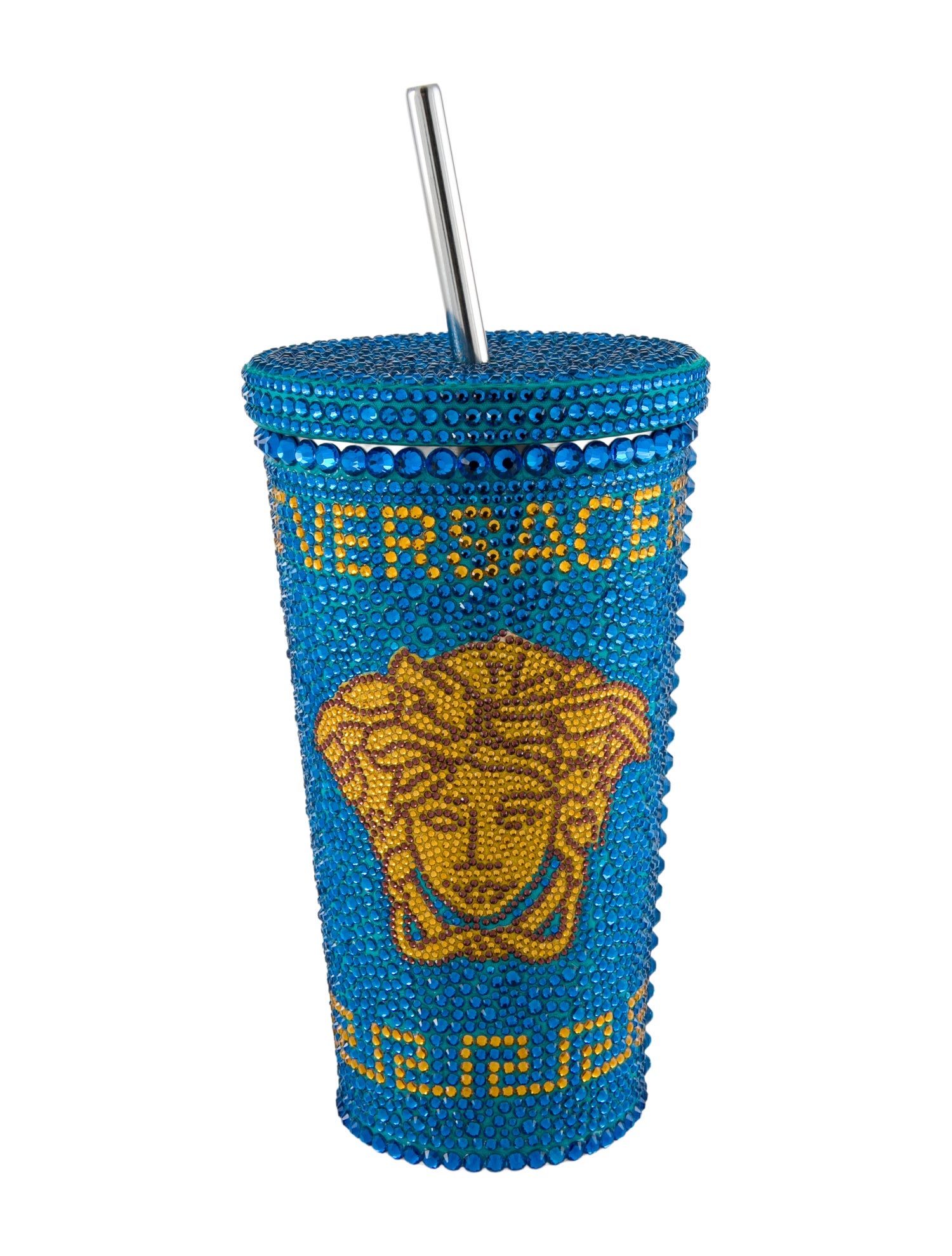 Versace Crystal Studded Medusa Travel Cup w/ Tags