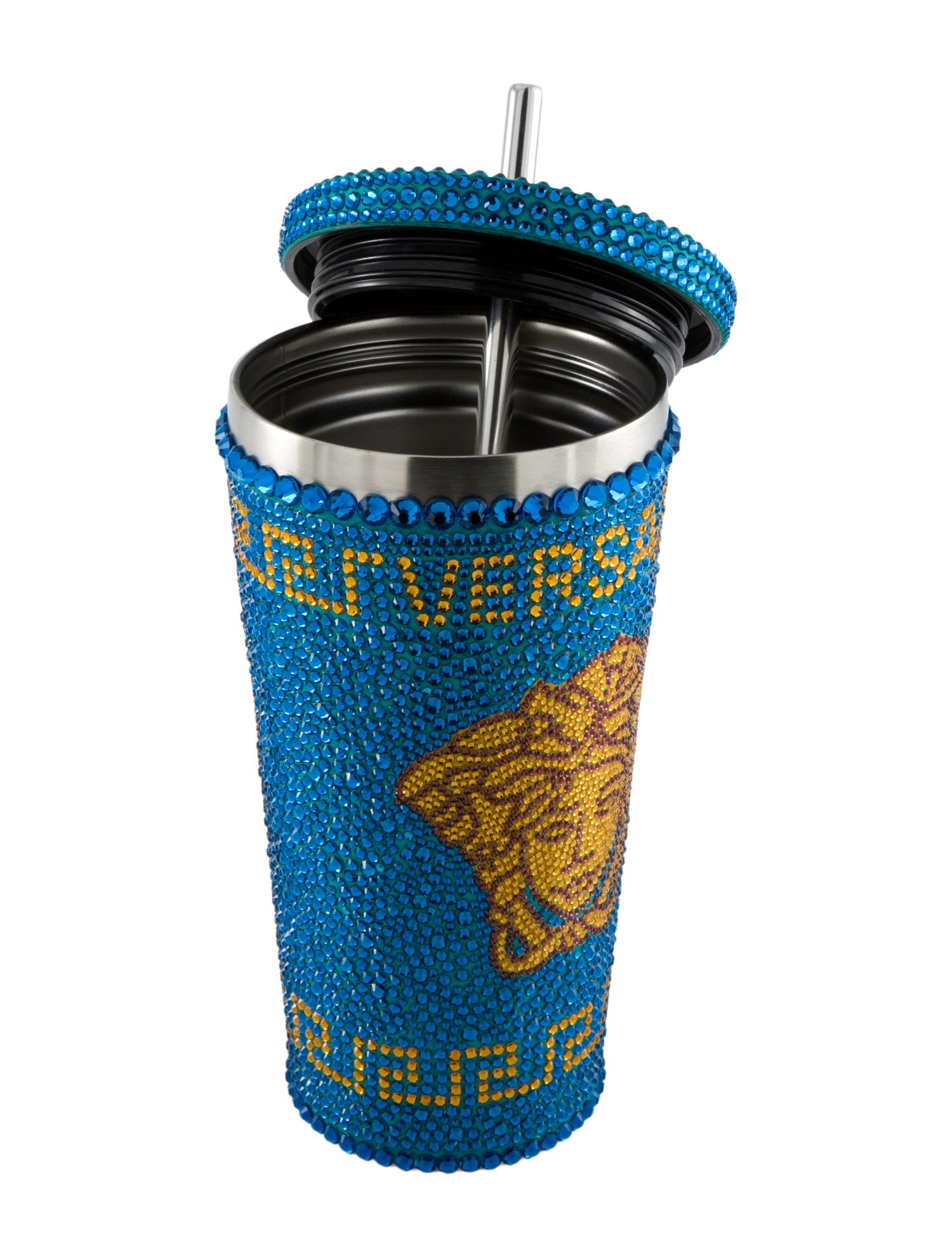 Versace Crystal Studded Medusa Travel Cup w/ Tags
