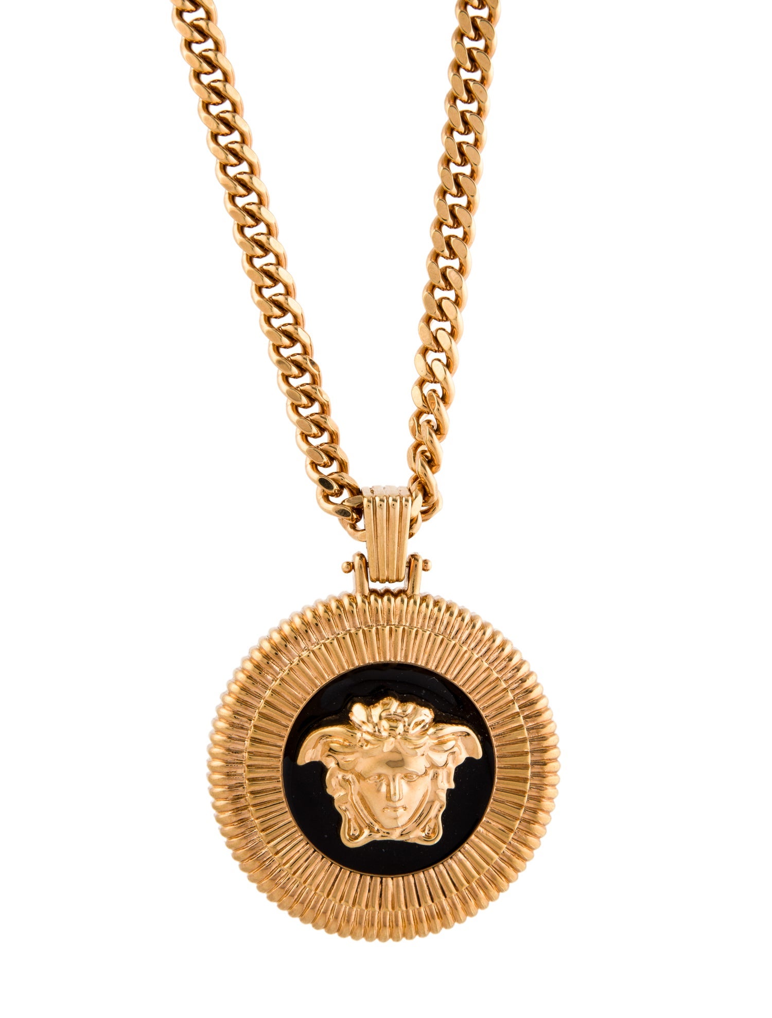 Versace Enamel Medusa Head Pendant Necklace