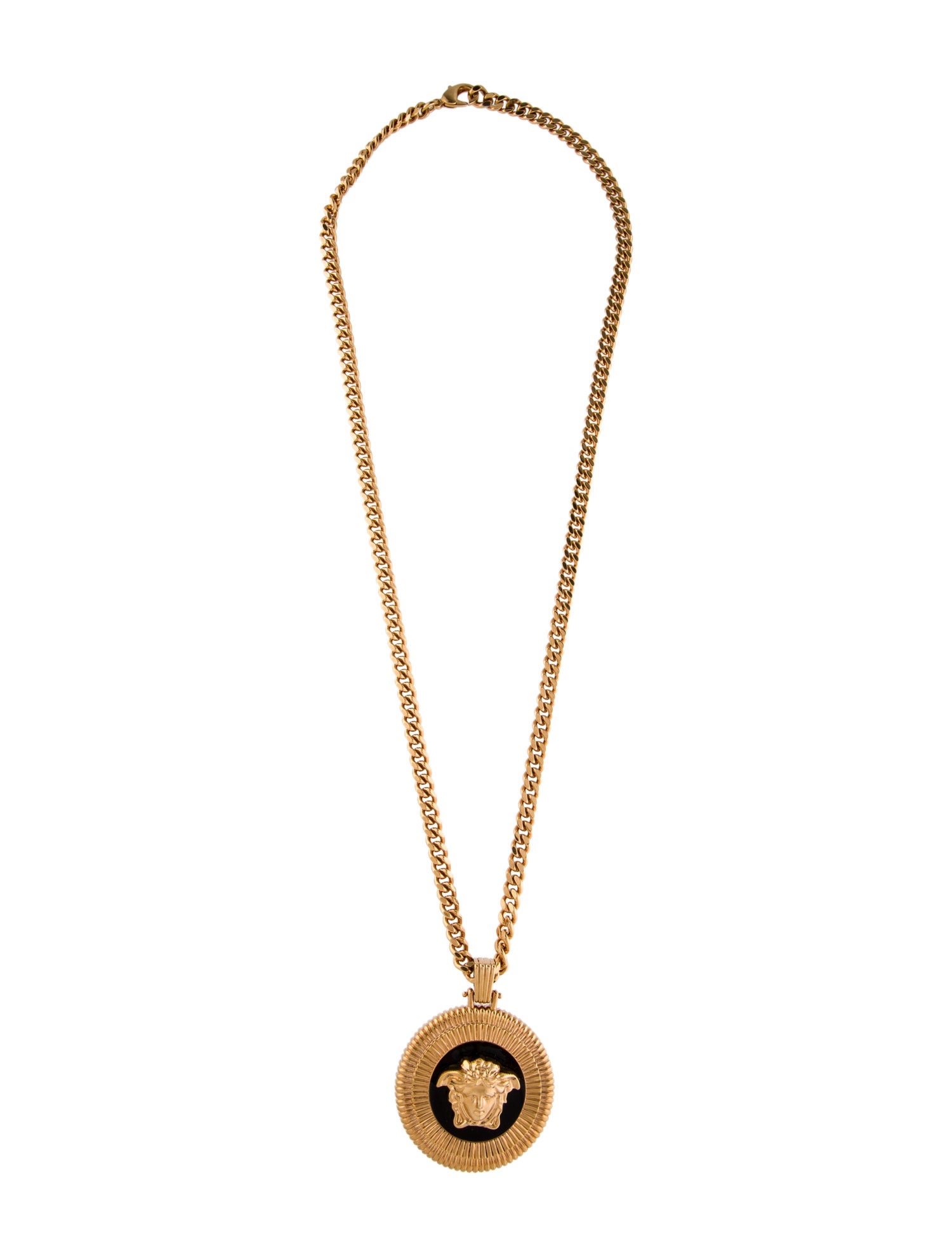 Versace Enamel Medusa Head Pendant Necklace