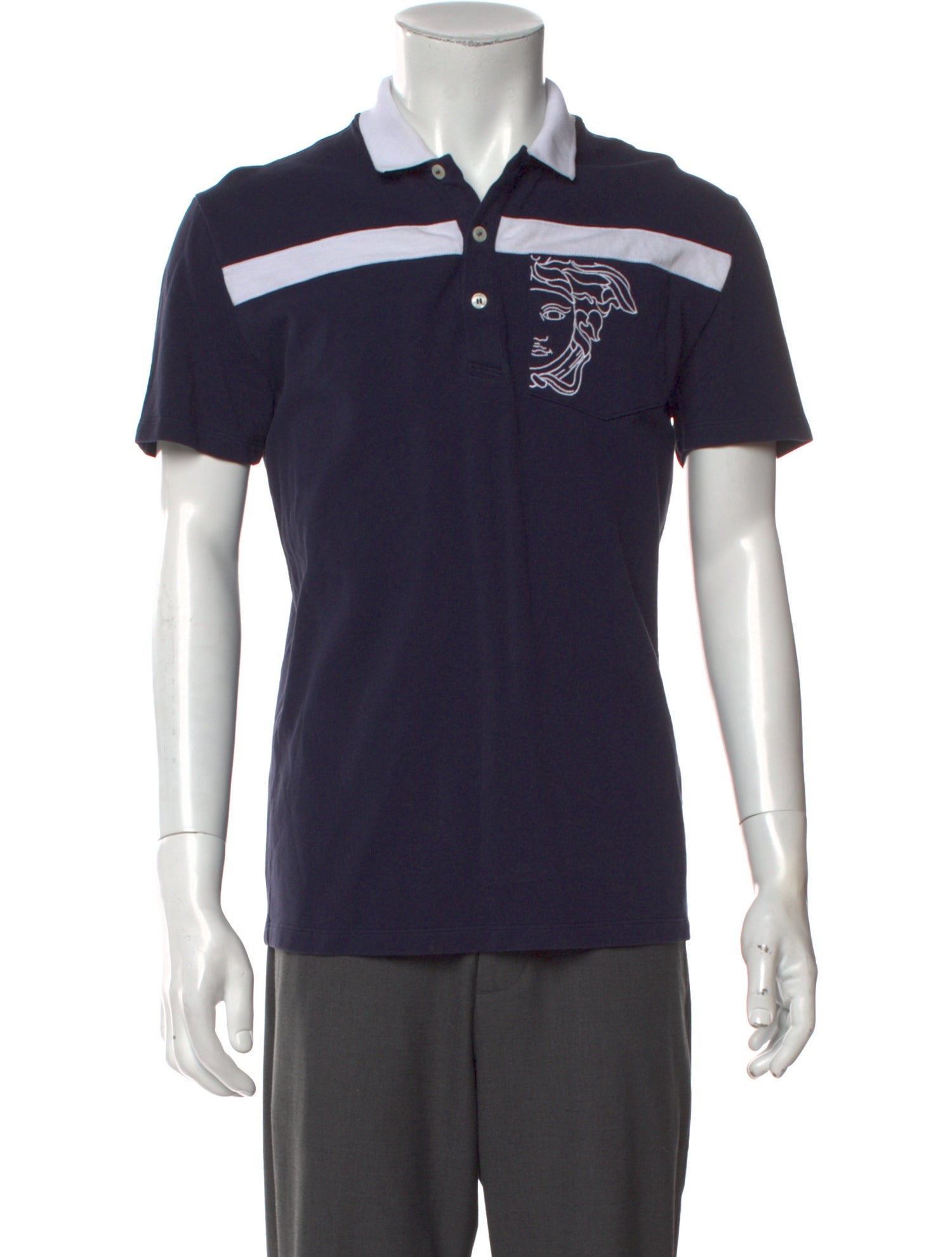 Versace Graphic Print Collar Polo Shirt