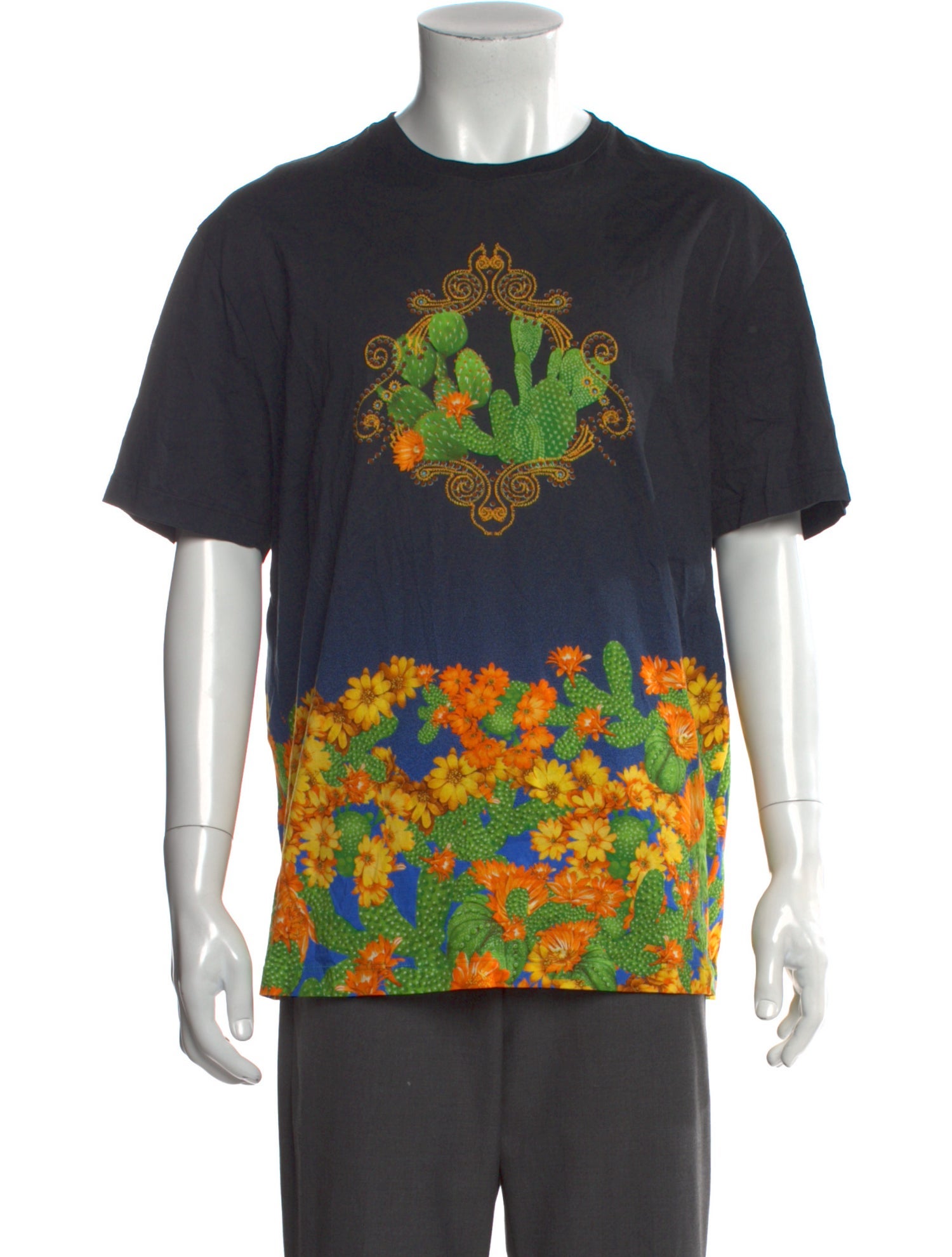 Versace Floral Print Crew Neck T-Shirt