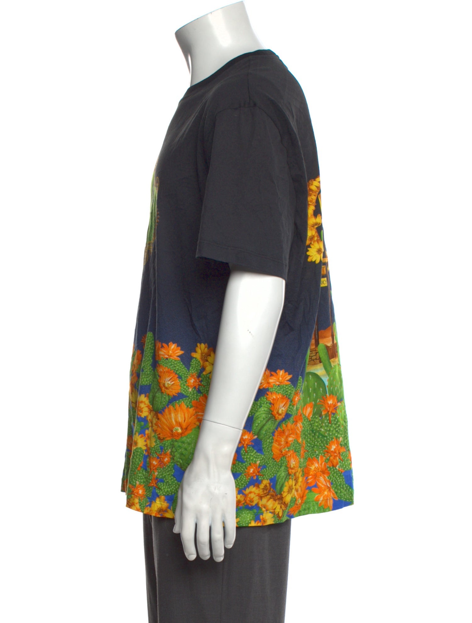 Versace Floral Print Crew Neck T-Shirt