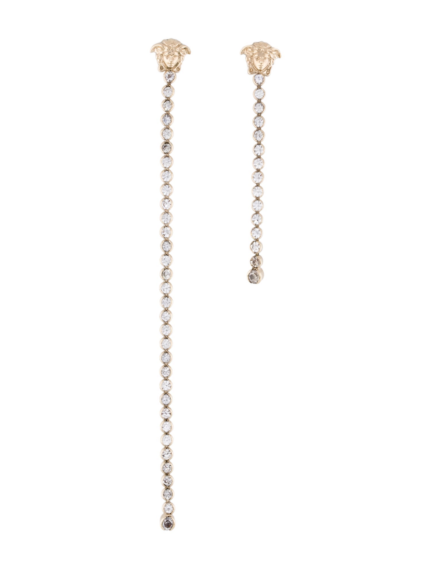 Versace Crystal Asymmetric Medusa Drop Earrings