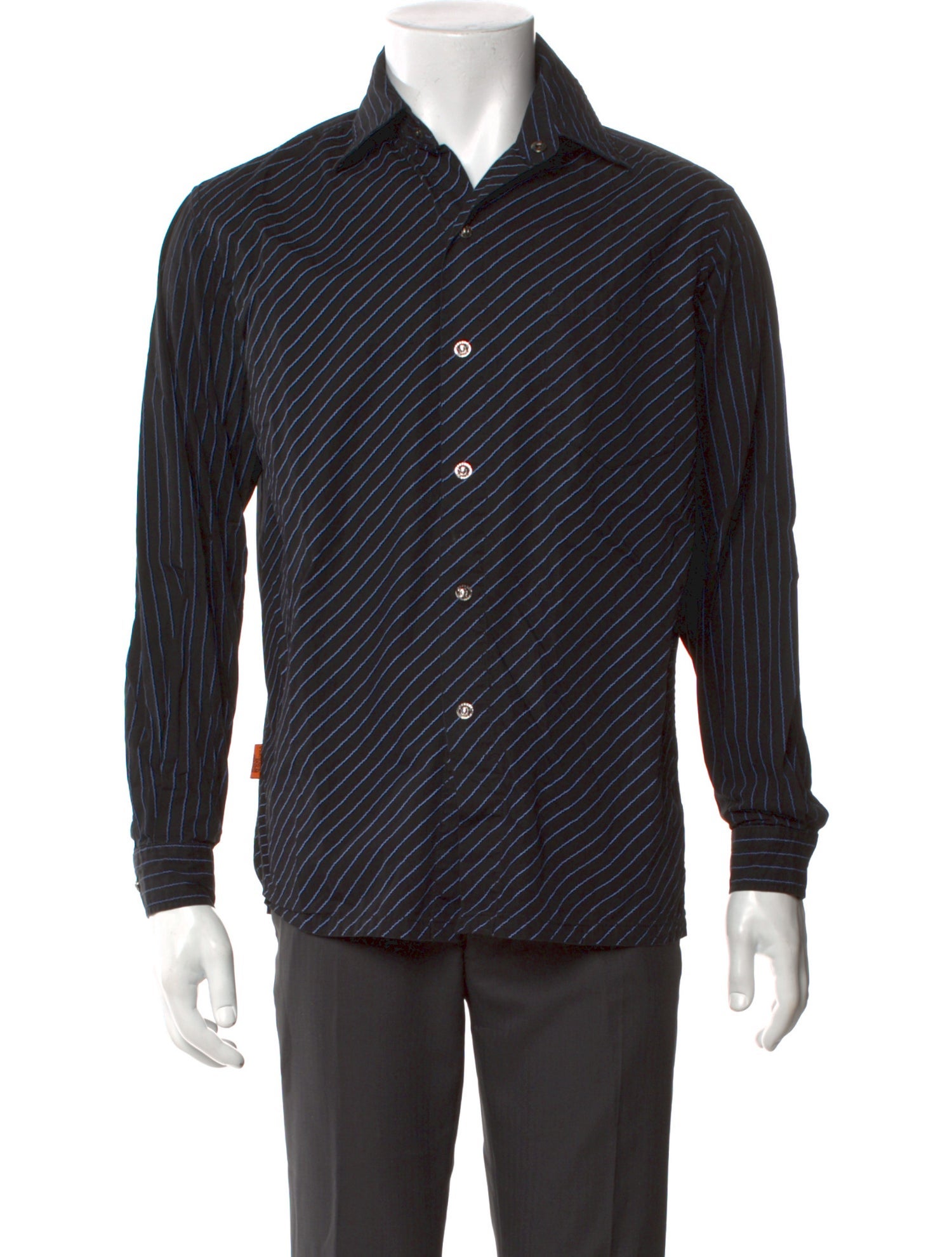 Versace Striped Long Sleeve Dress Shirt