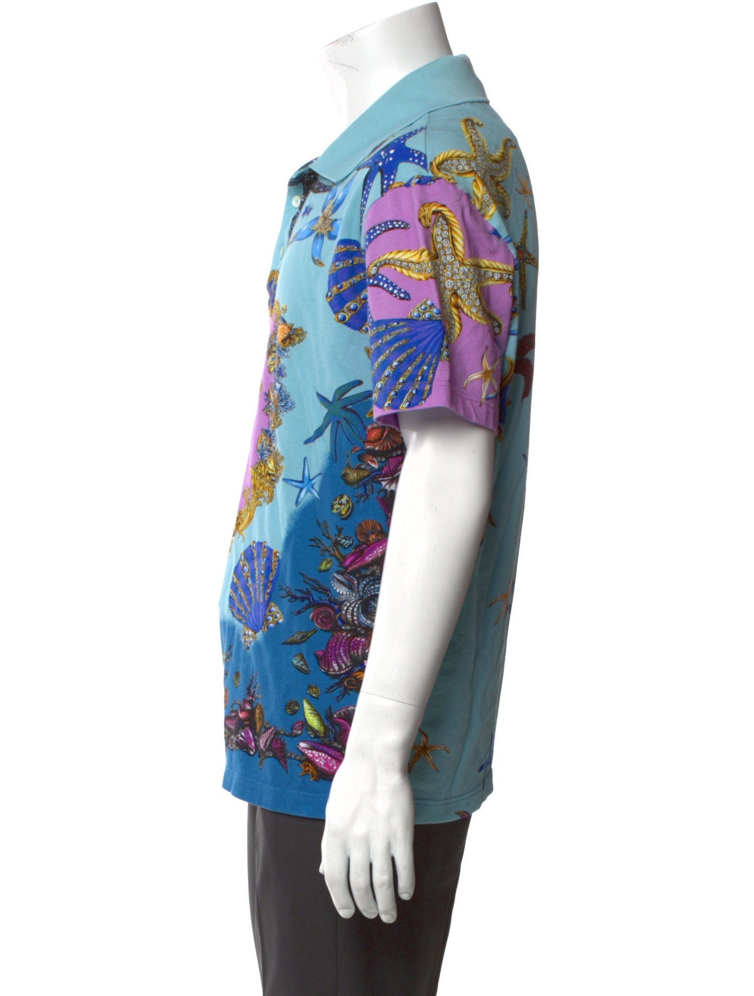 Versace Printed Collar Polo Shirt