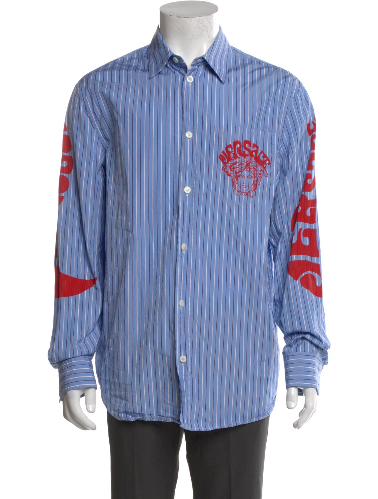 Versace Striped Long Sleeve Dress Shirt