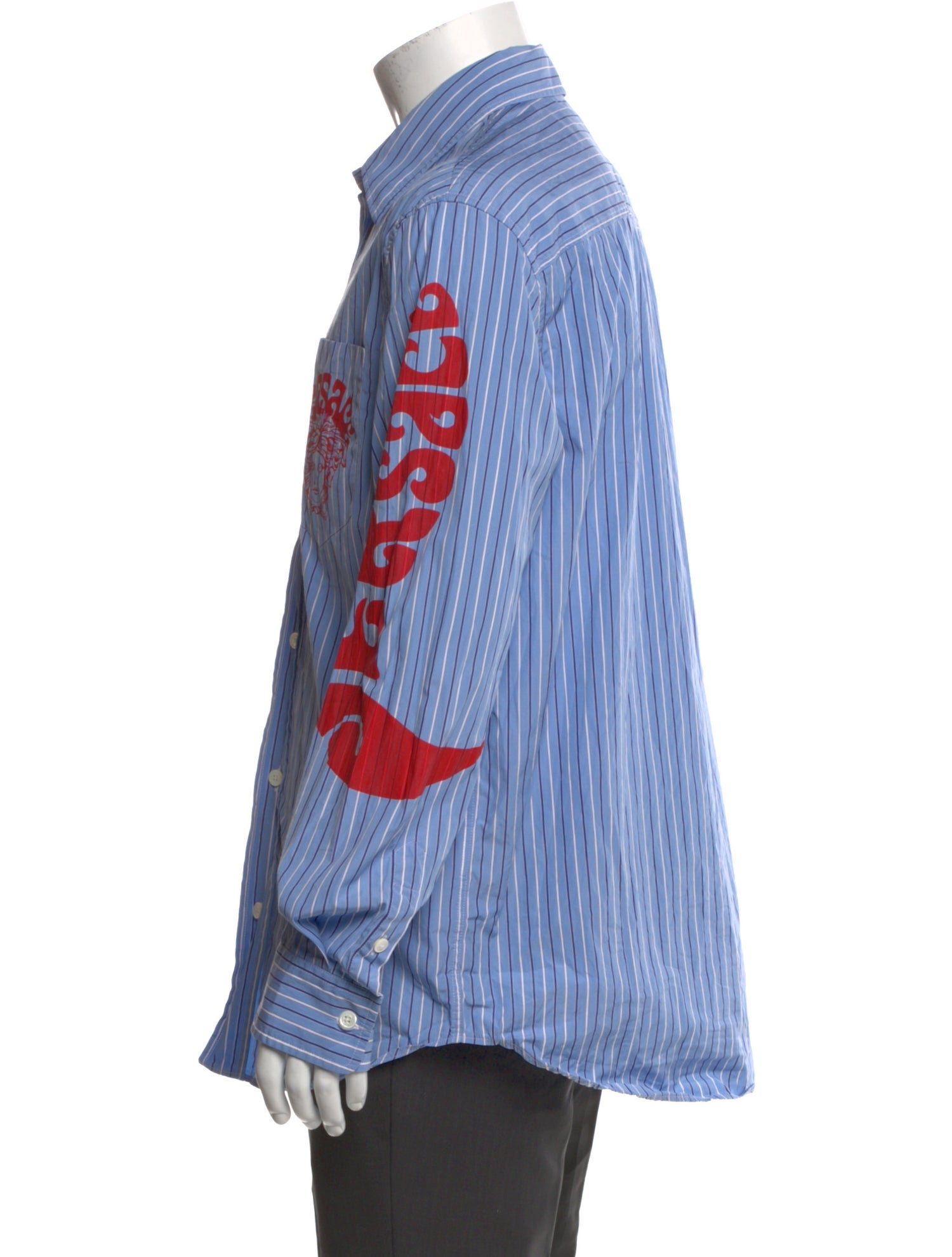 Versace Striped Long Sleeve Dress Shirt