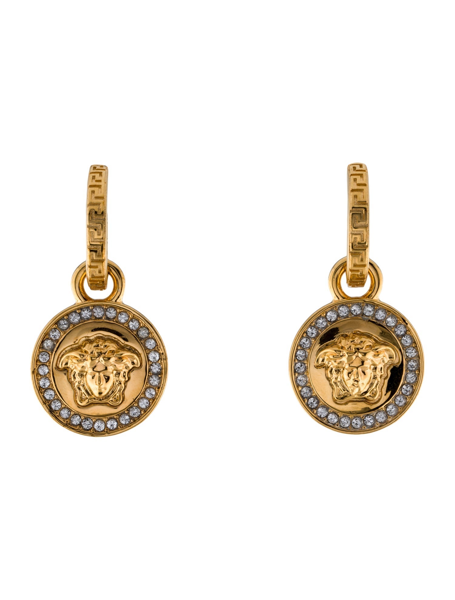 Versace Crystal La Medusa Greca Earrings