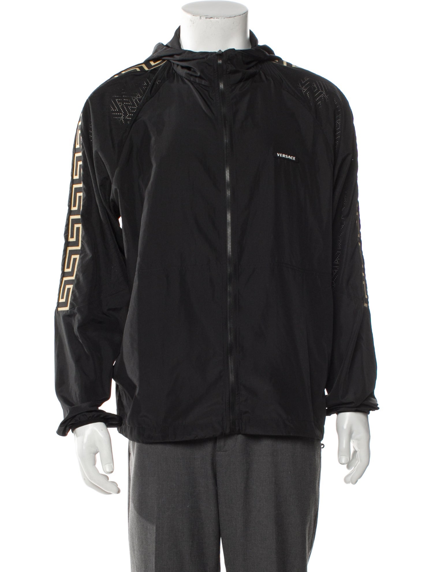 Versace Grecca Pattern Graphic Print Windbreaker