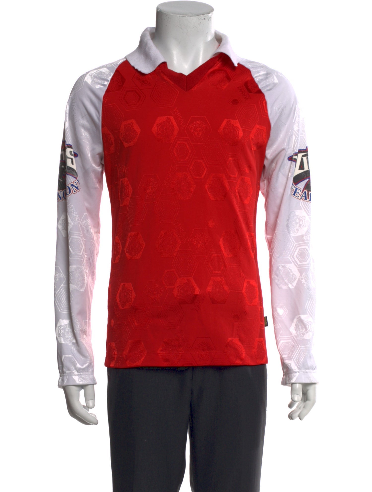 Versace Colorblock Pattern Long Sleeve Shirt