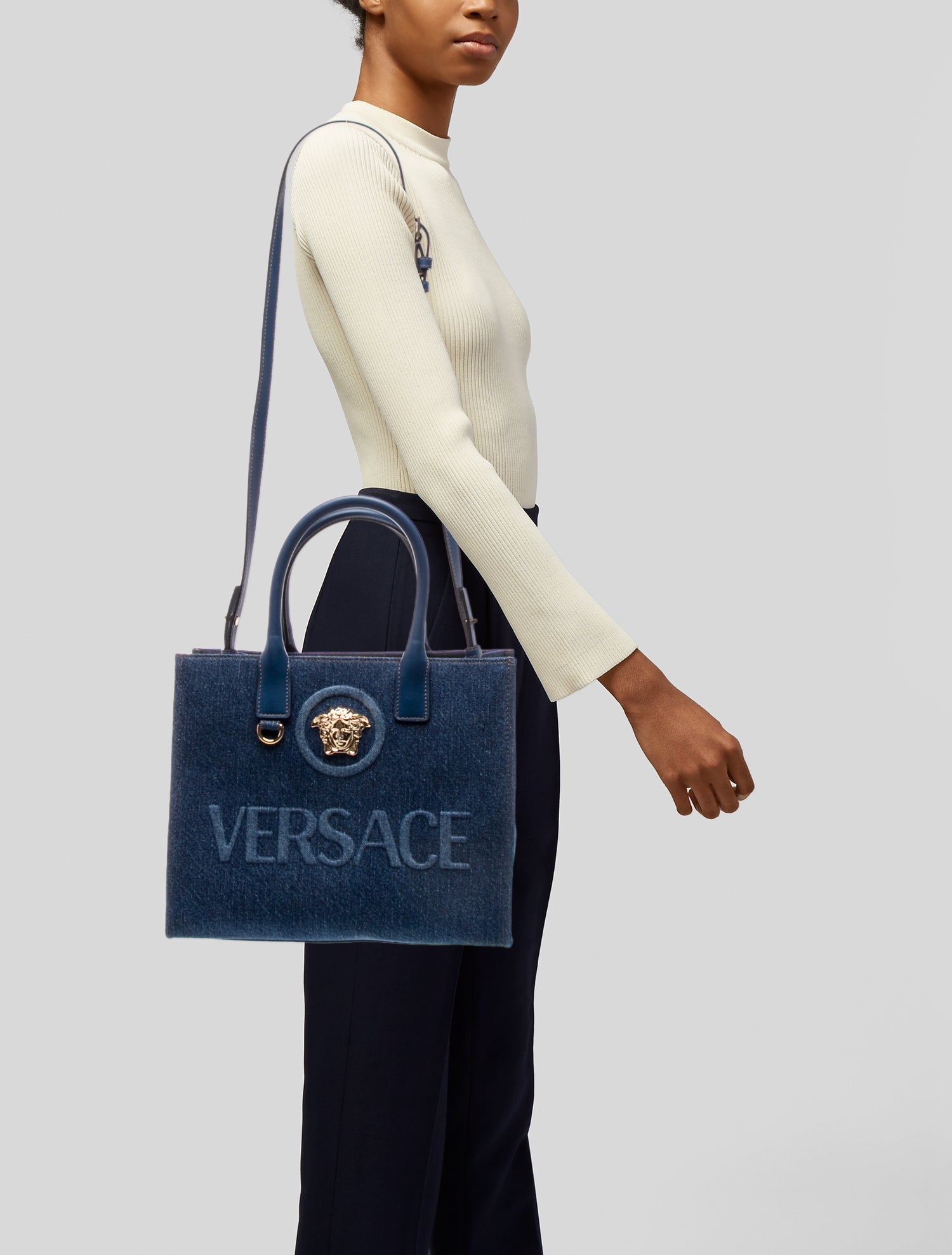 Versace Denim Shoulder Bag