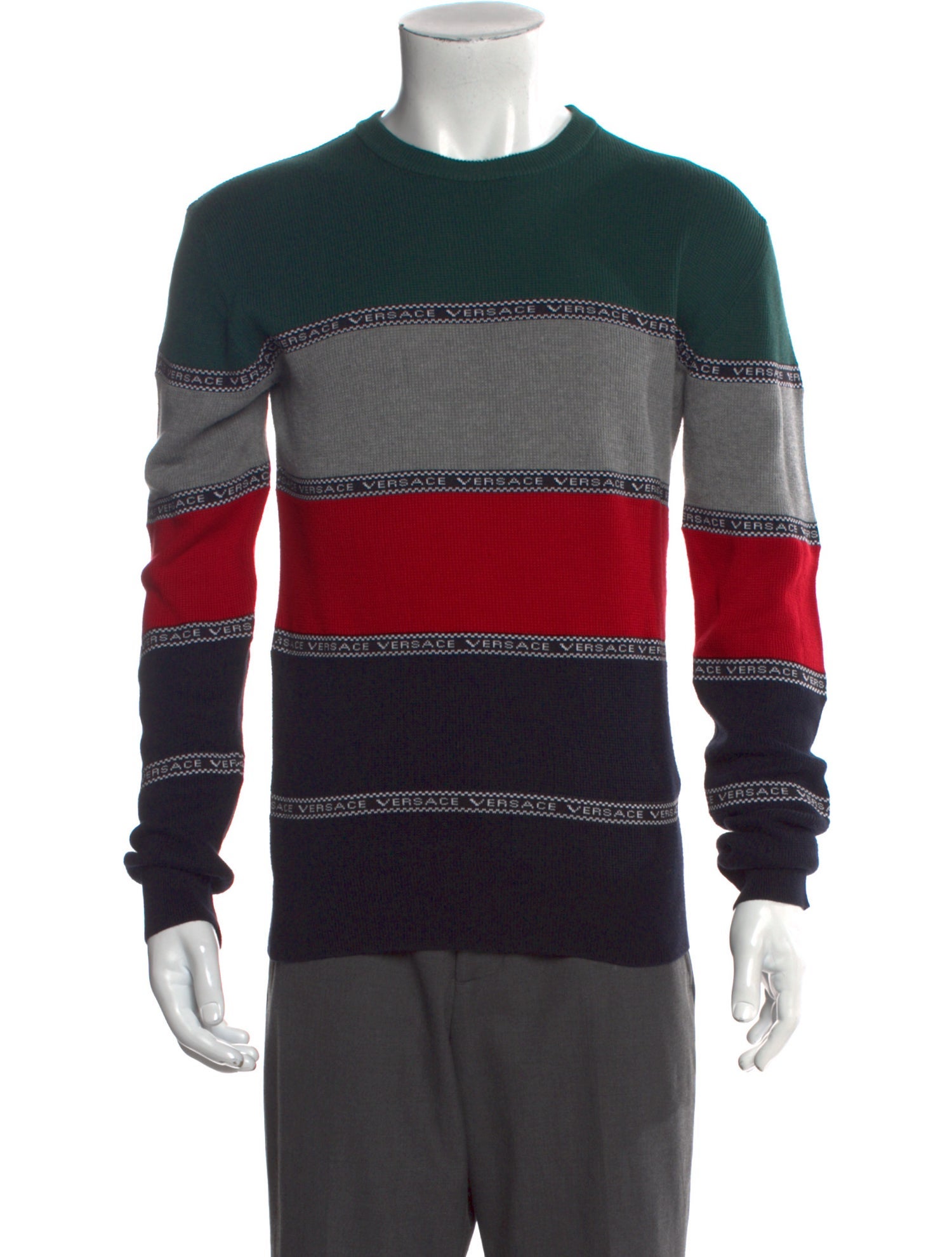 Versace Striped Crew Neck Pullover
