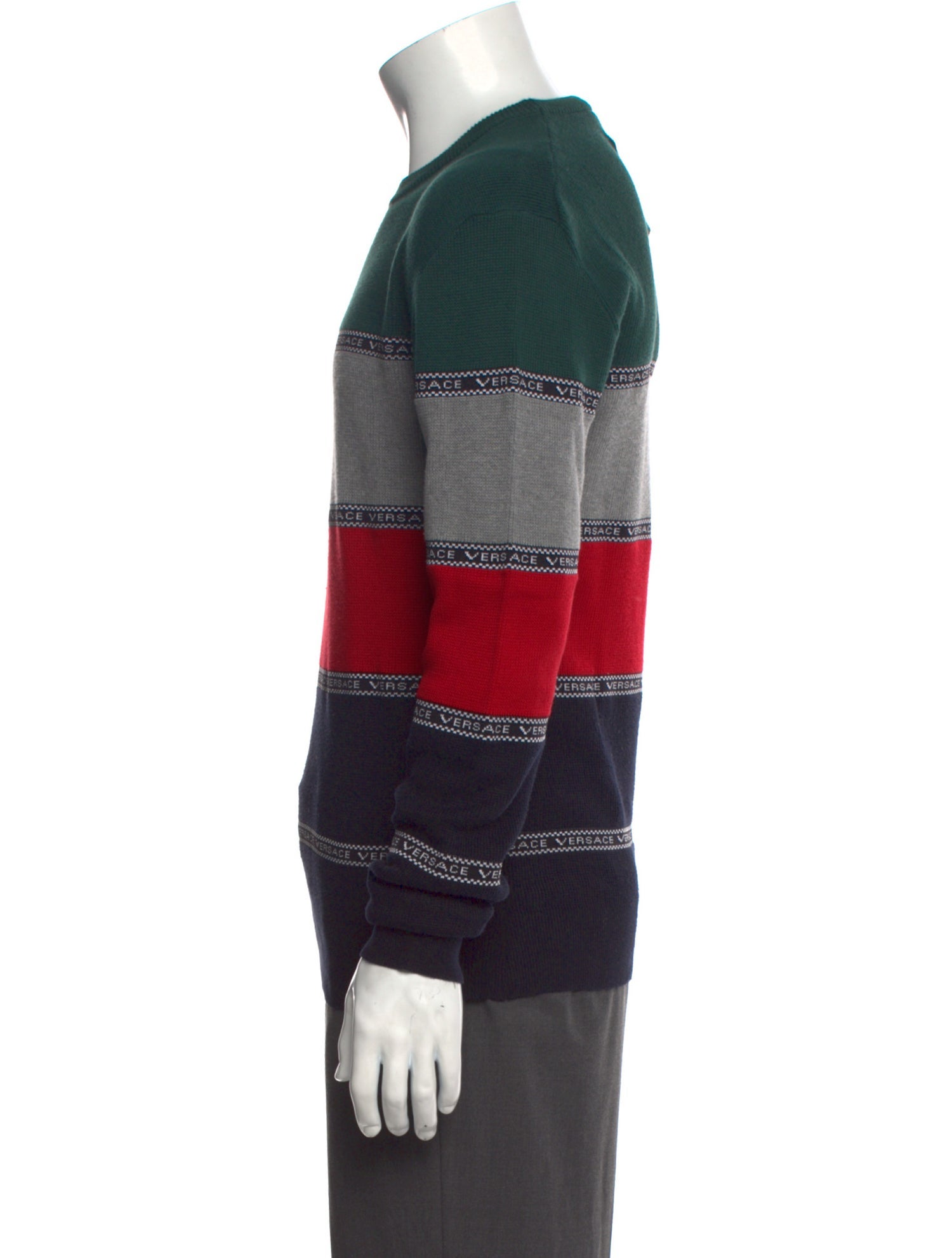 Versace Striped Crew Neck Pullover