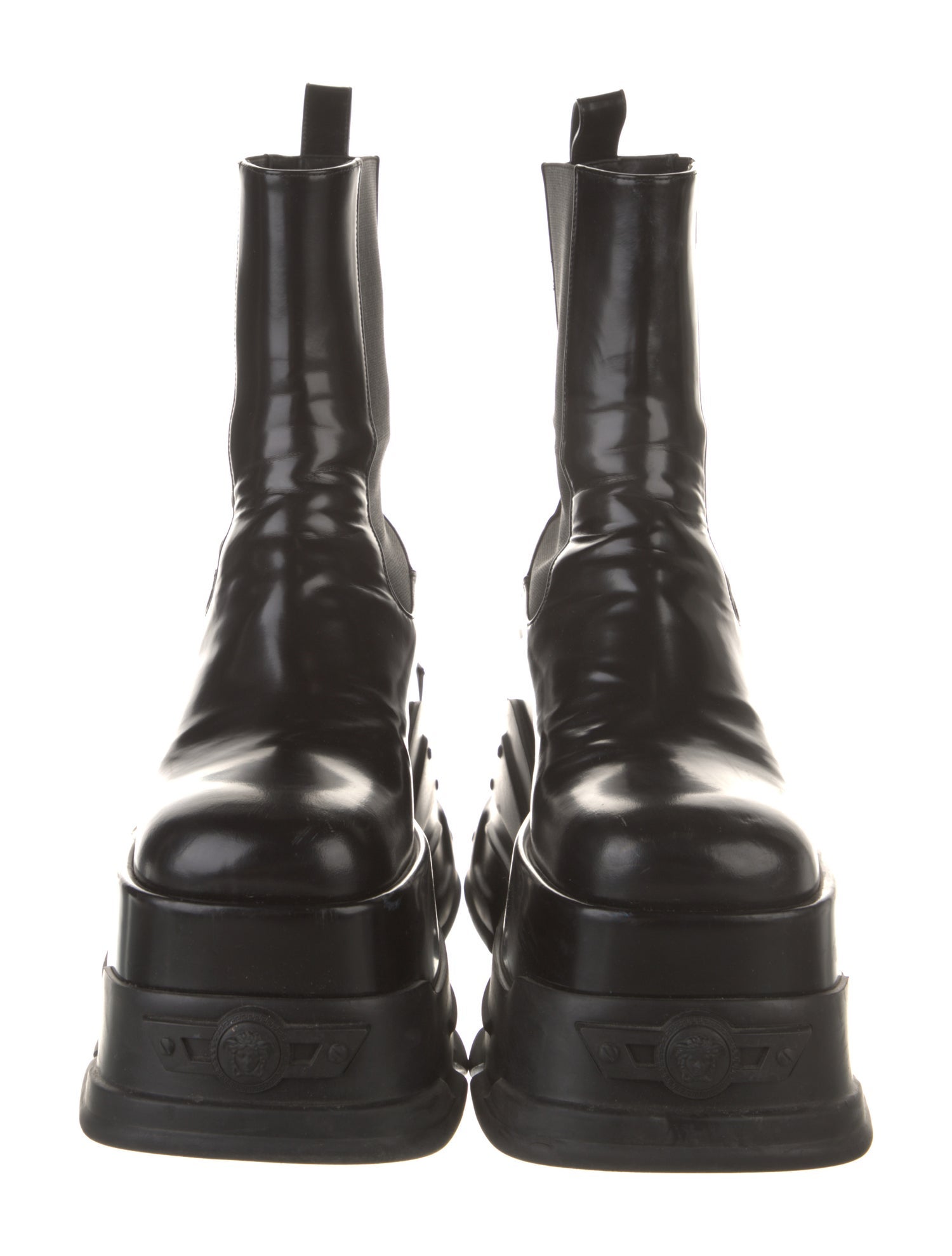 Versace Medusa Insignia Leather Chelsea Boots
