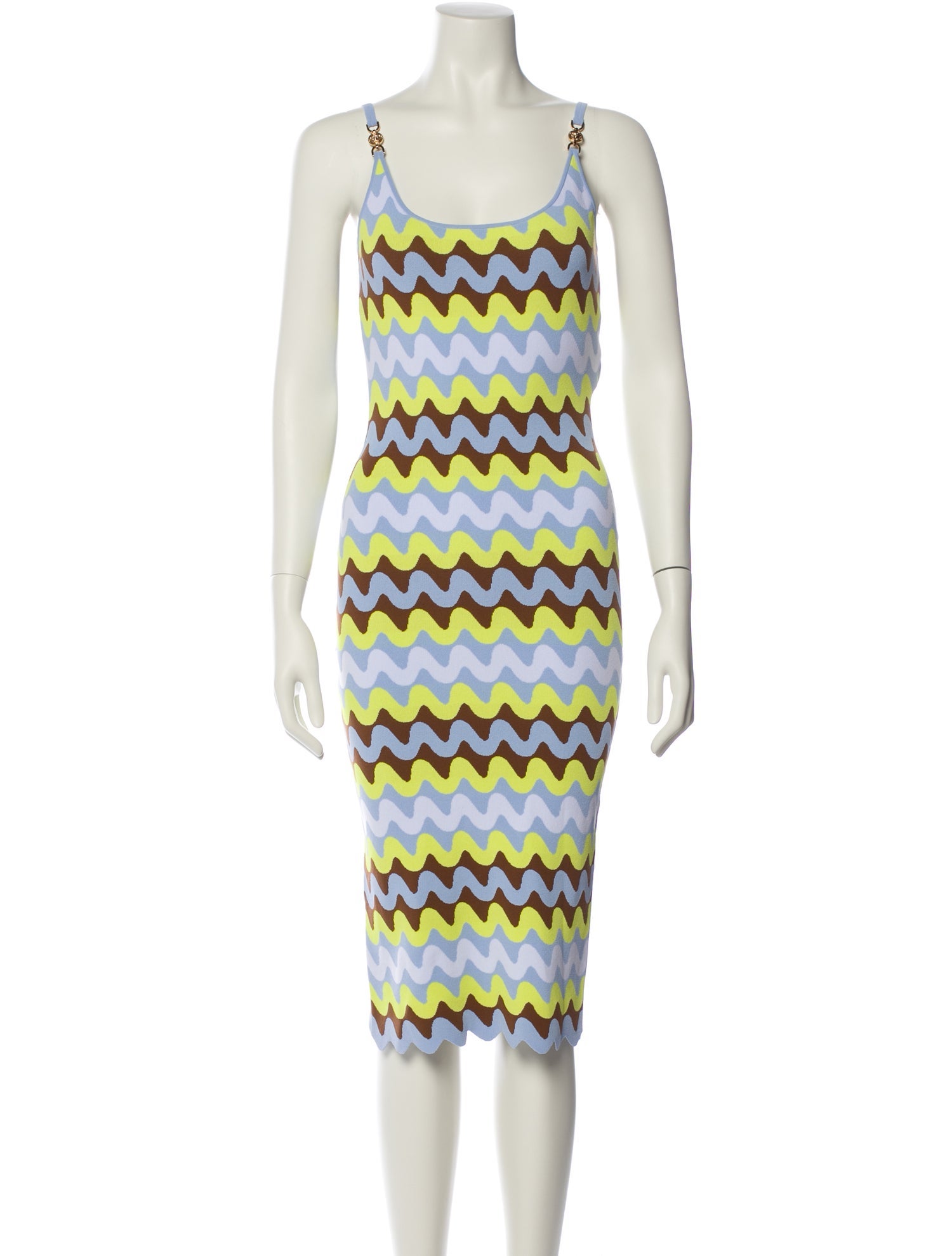 Versace Striped Midi Length Dress