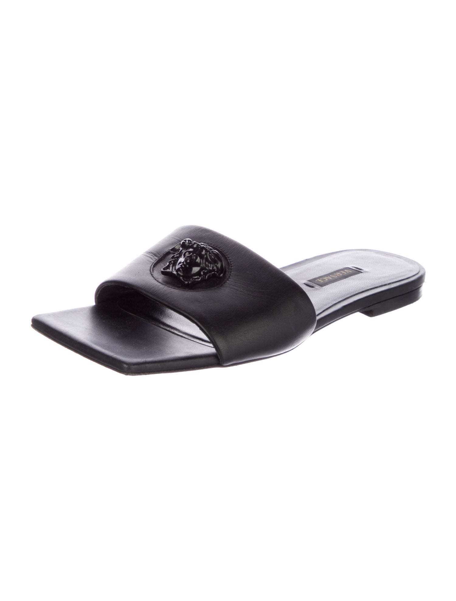 Versace Medusa Insignia Leather Slides