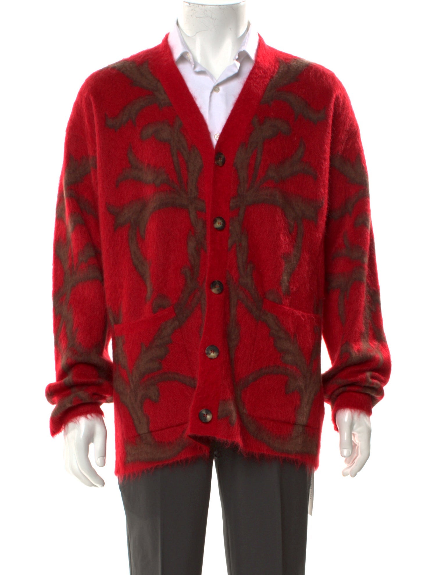 Versace Virgin Wool Printed Cardigan w/ Tags