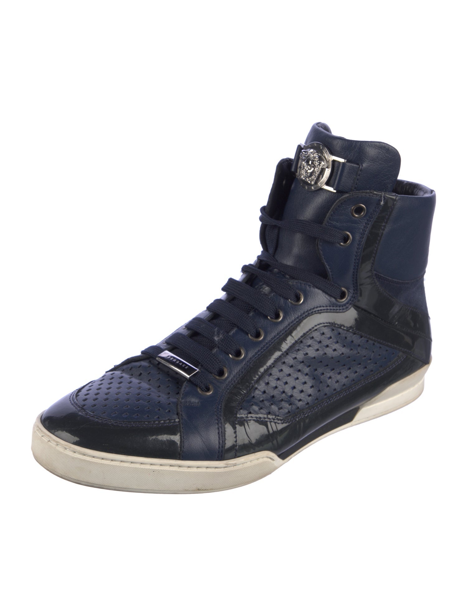 Versace Leather Lasercut Accents Sneakers