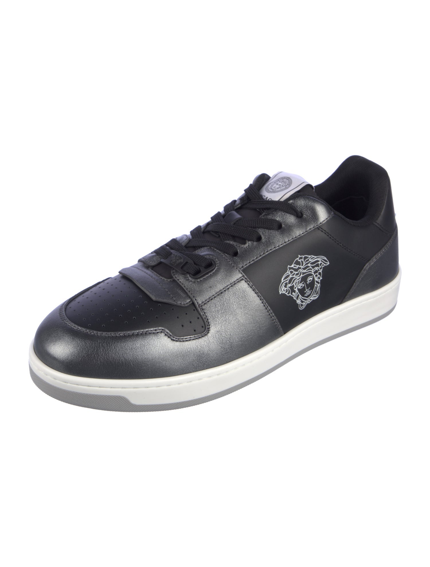 Versace Leather Graphic Print Sneakers