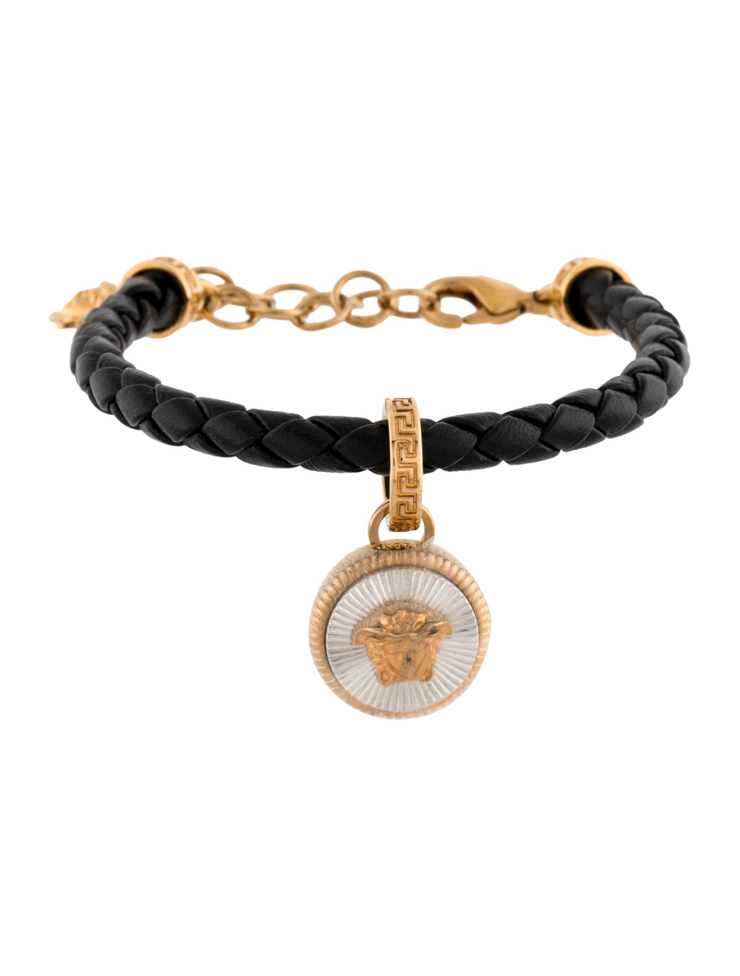 Versace Leather Medusa Charm Bracelet