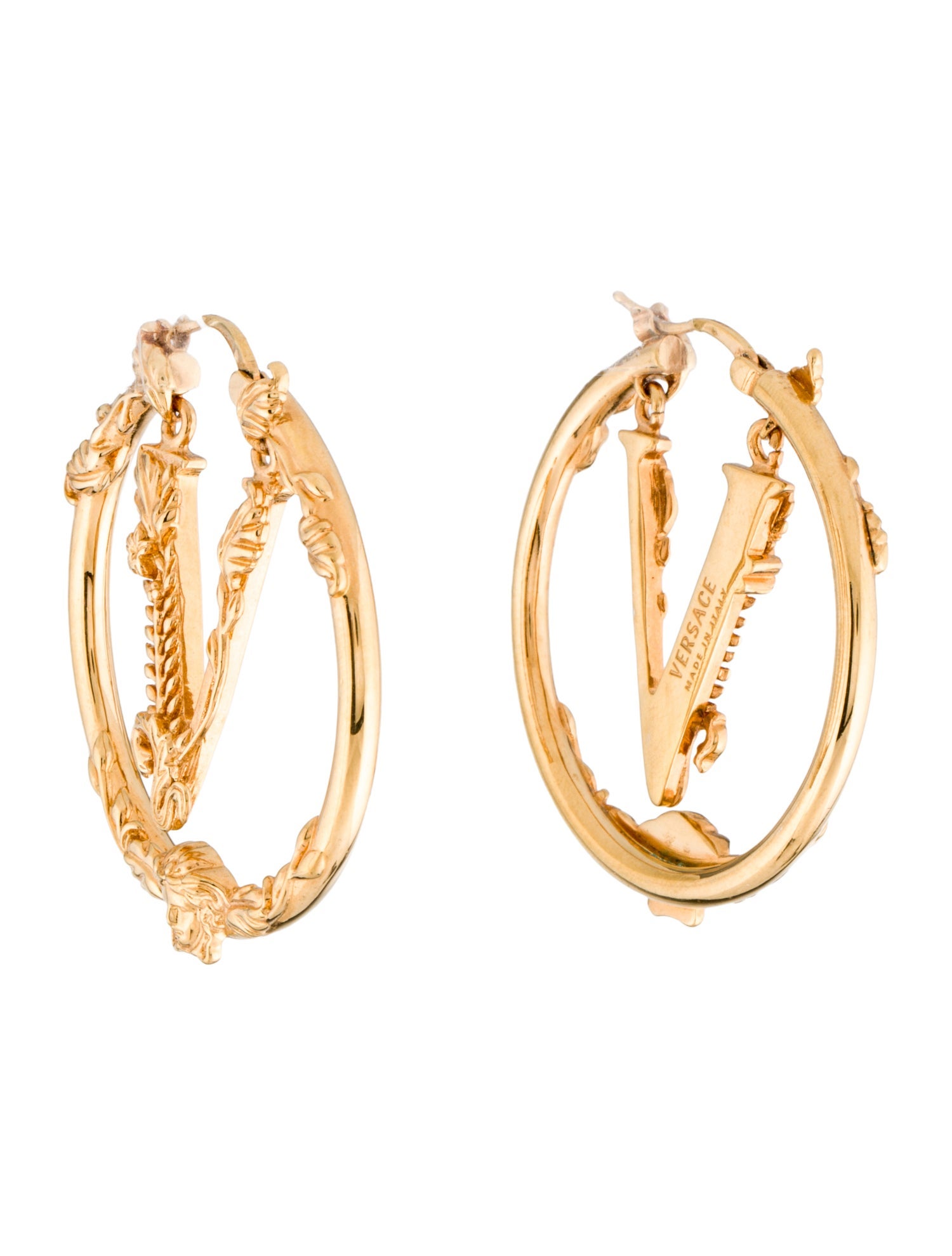 Versace V Baroque Style Medium Hoop Earrings