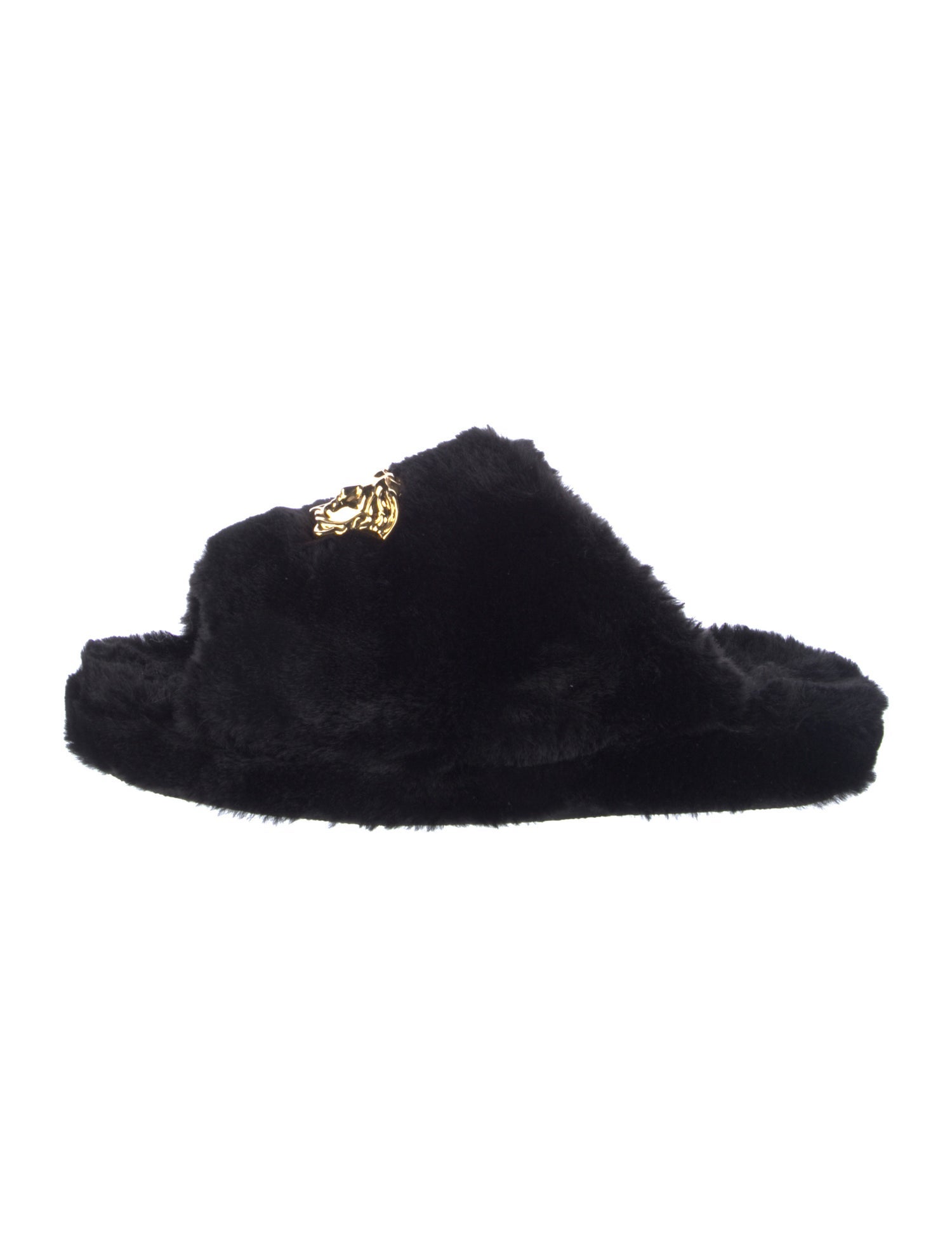 Versace Medusa Insignia Fur Sandals