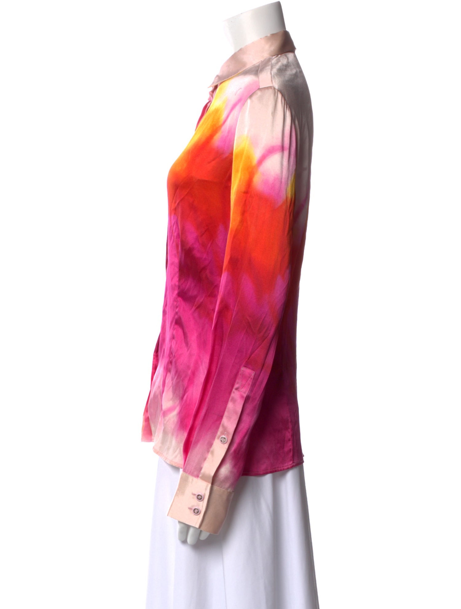 Versace Tie-Dye Print Long Sleeve Blouse