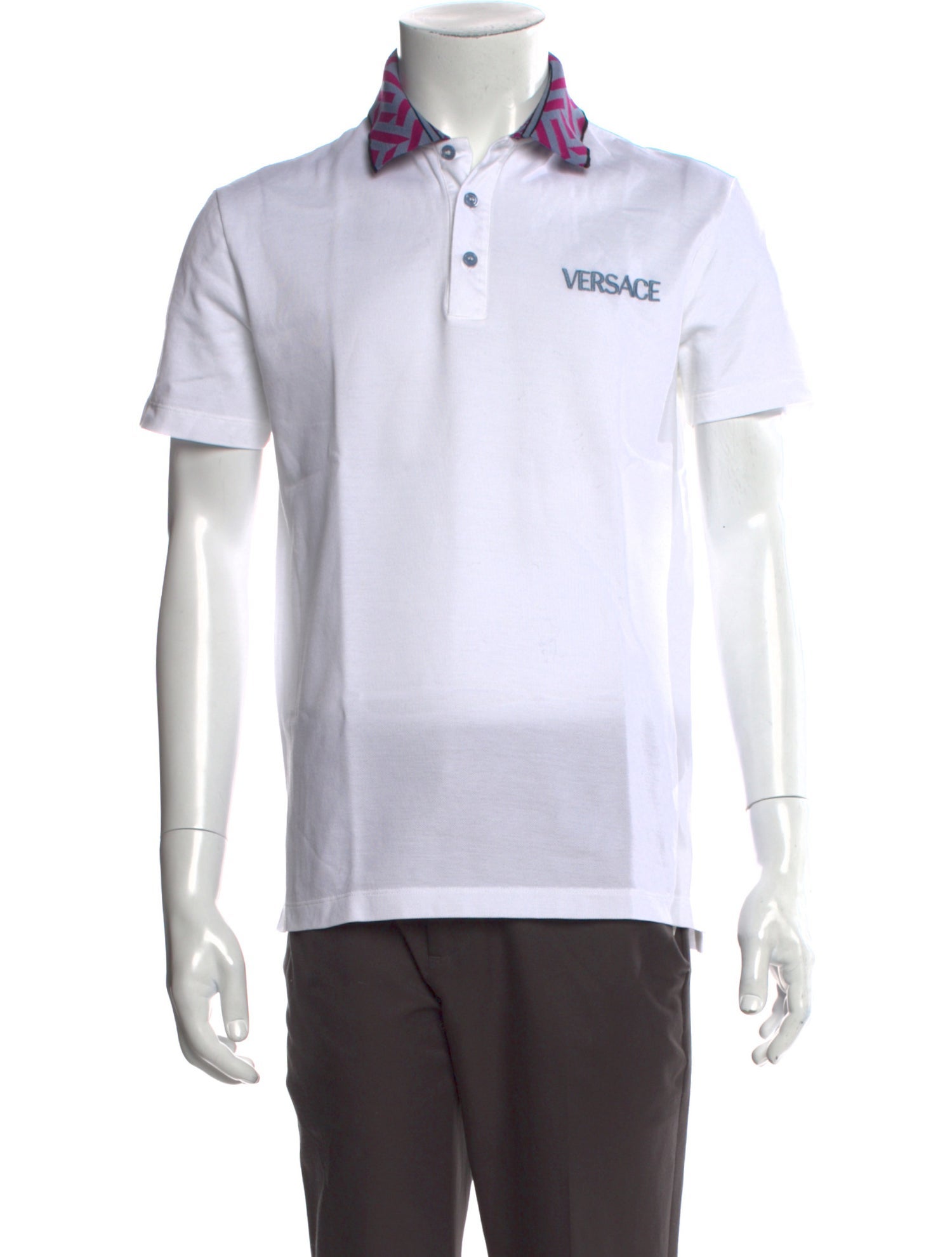 Versace Printed Collar Polo Shirt