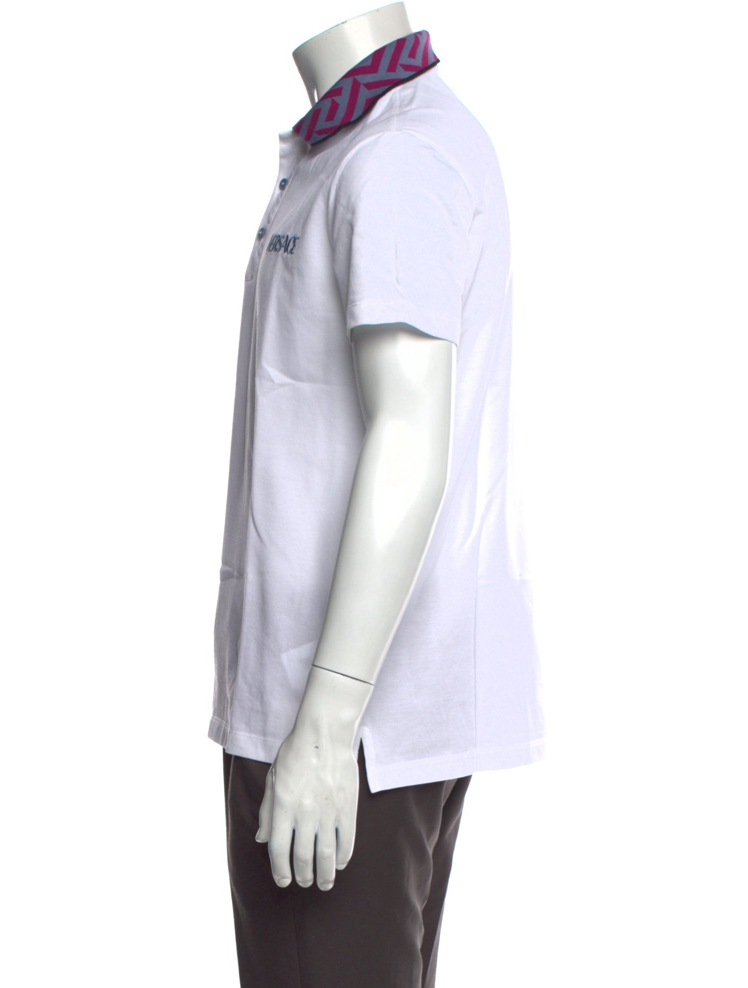 Versace Printed Collar Polo Shirt