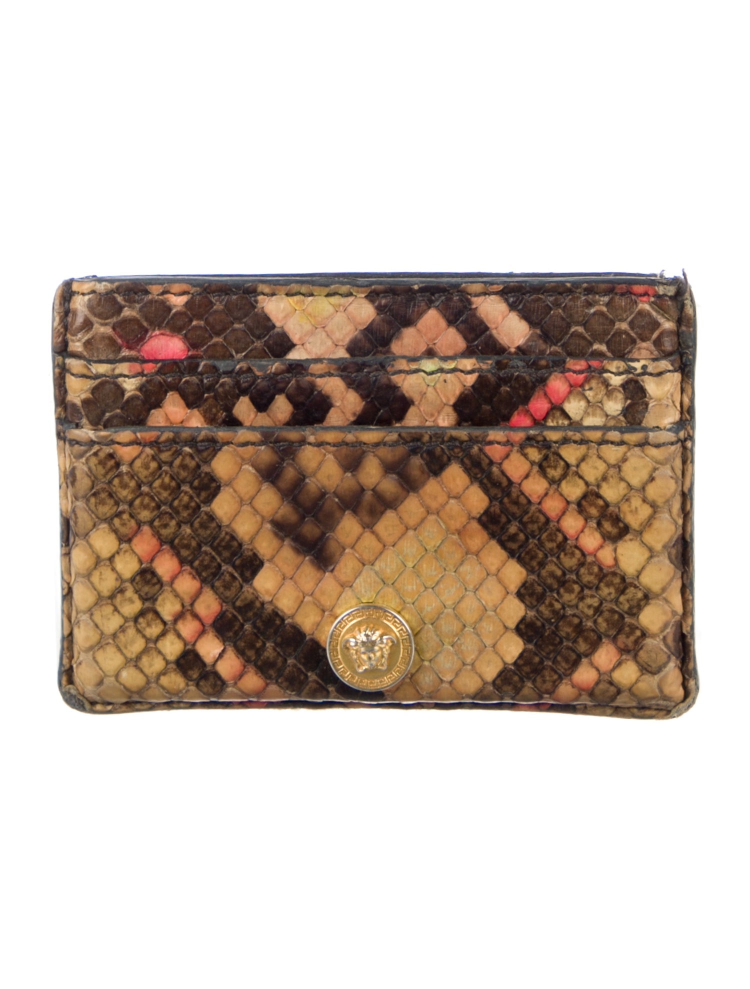 Versace Embossed Leather Animal Print Card Holder