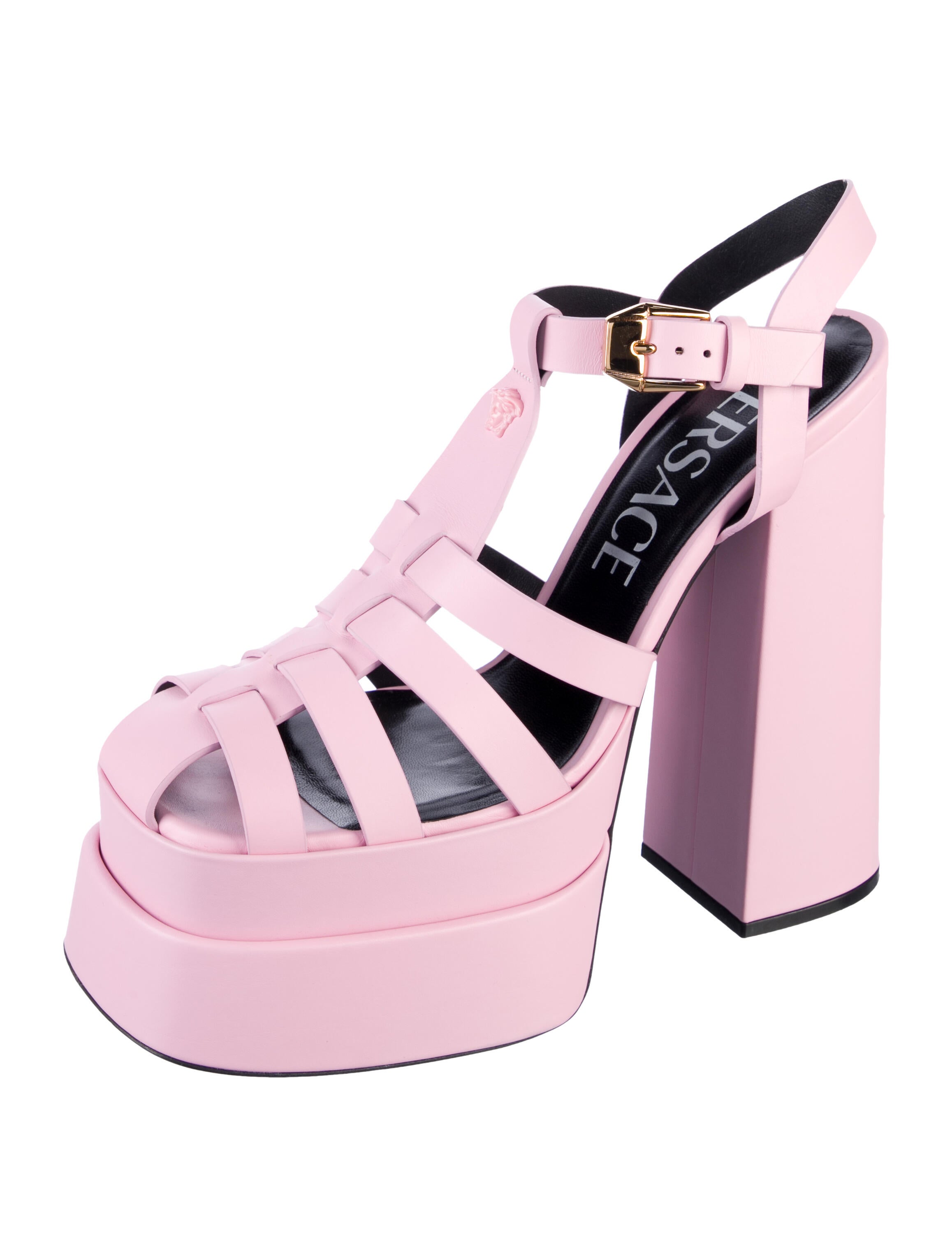 Versace Leather T-Strap Pumps