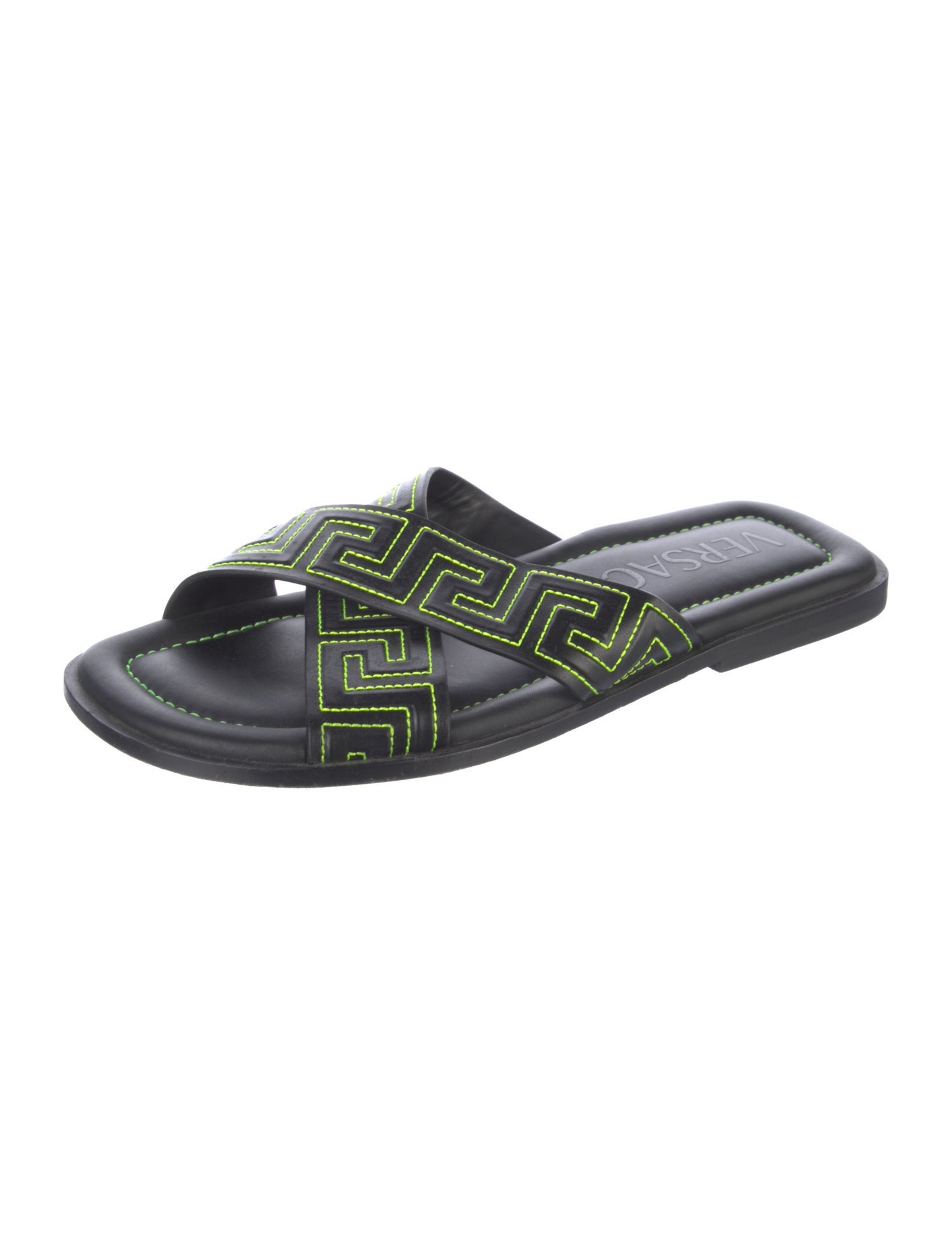 Versace Leather Printed Slides