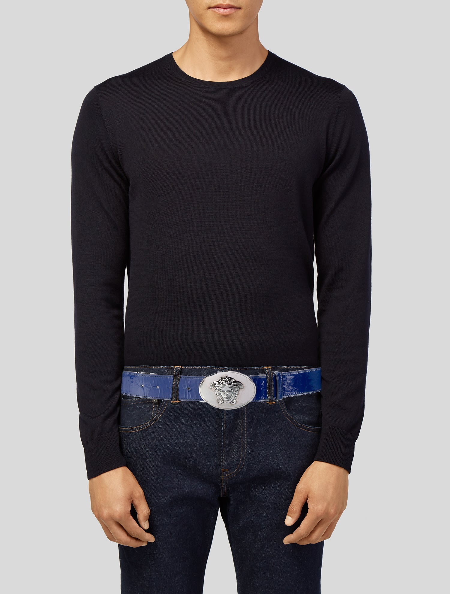 Versace Wide Patent Leather Belt Kit