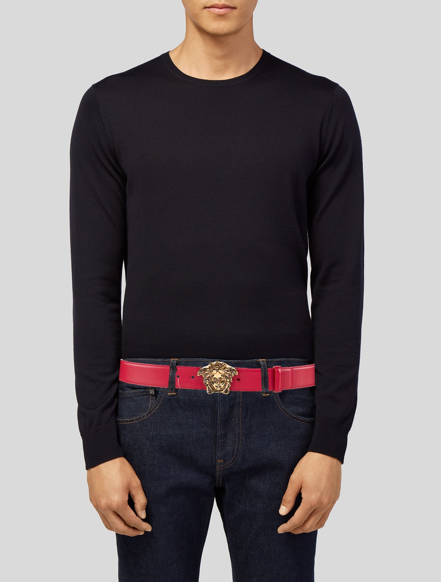 Versace Wide Leather Belt Kit