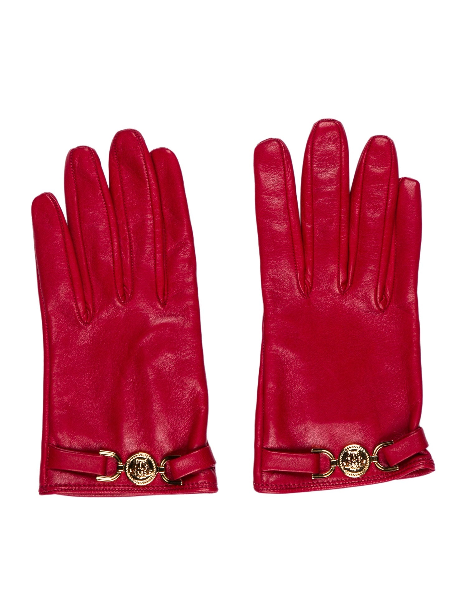 Versace Leather Medusa Insignia Gloves